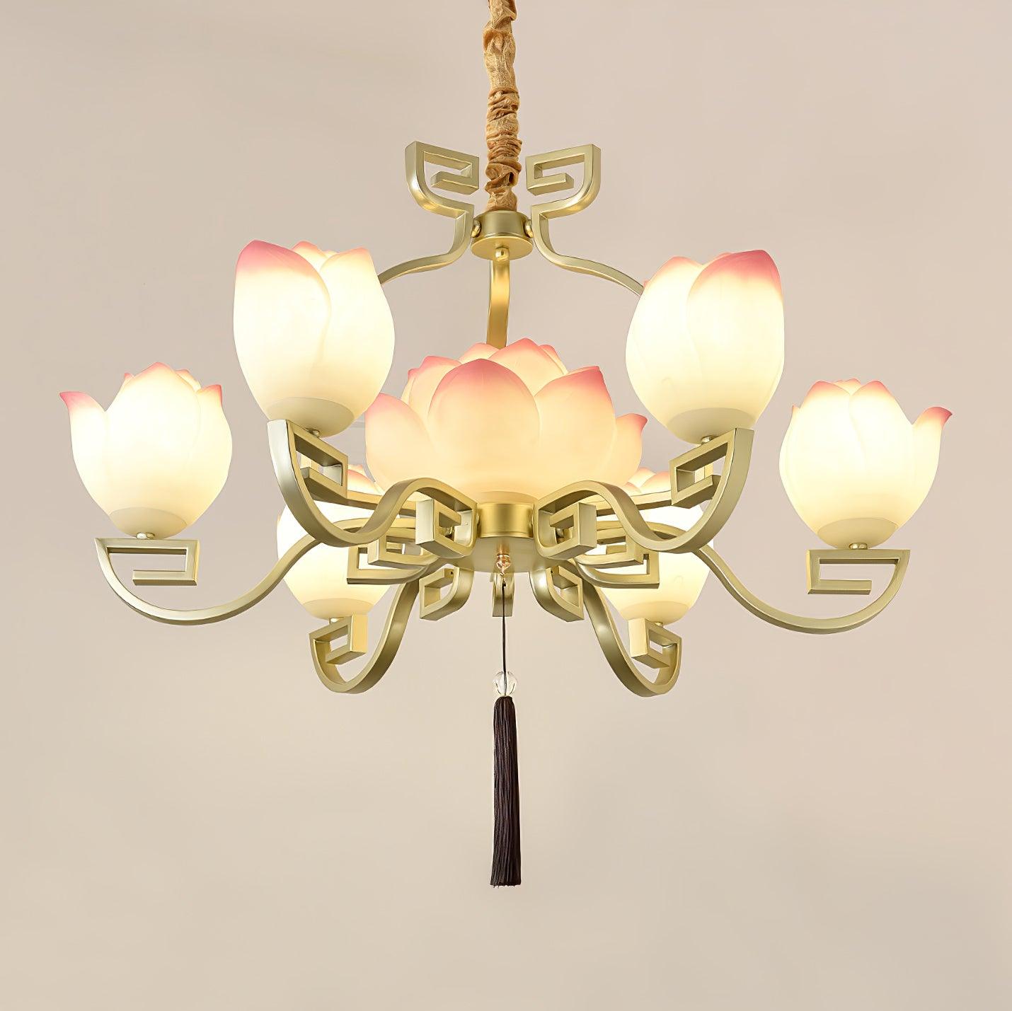 Lotus Oriental Resin Chandelier - Blowlighting