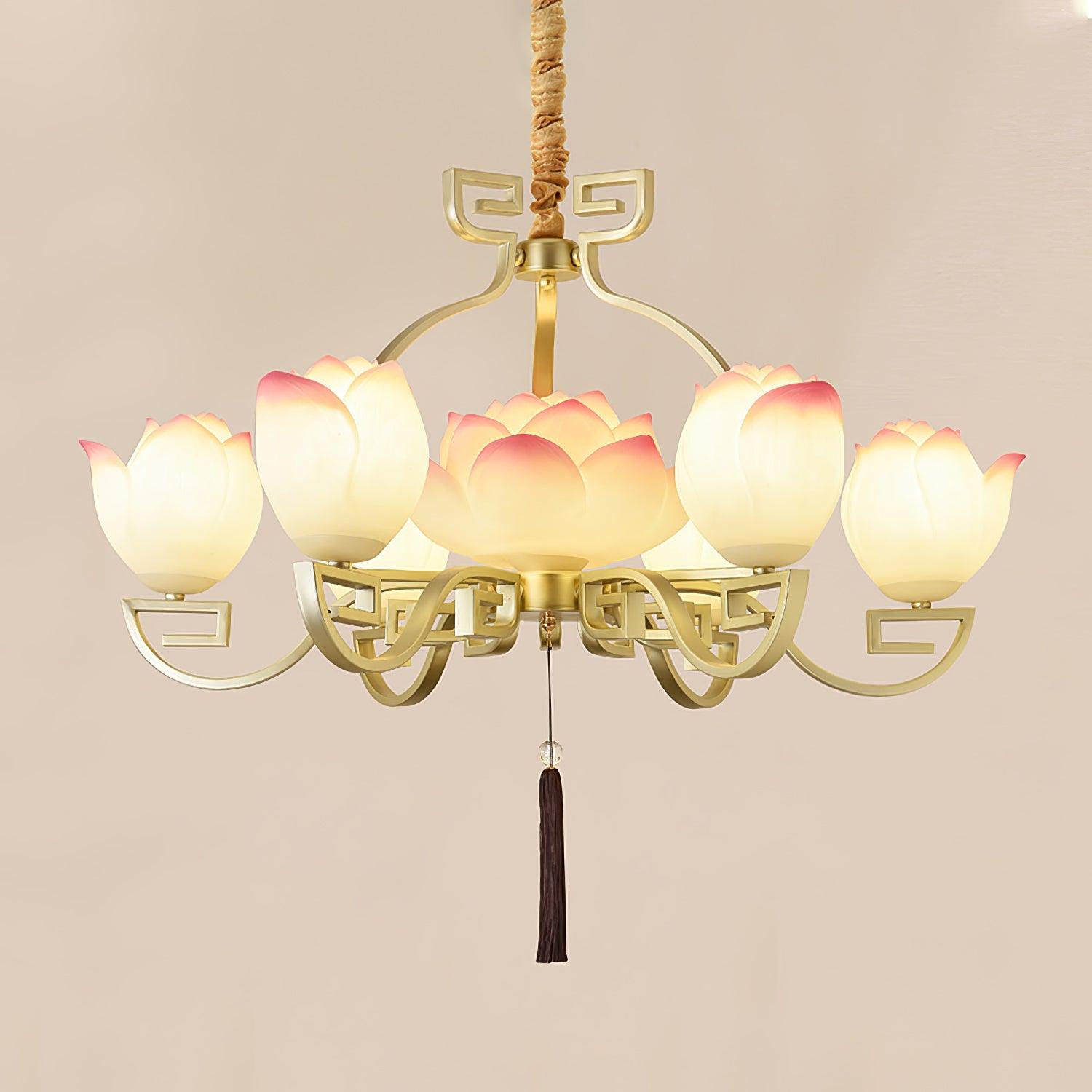 Lotus Oriental Resin Chandelier - Blowlighting