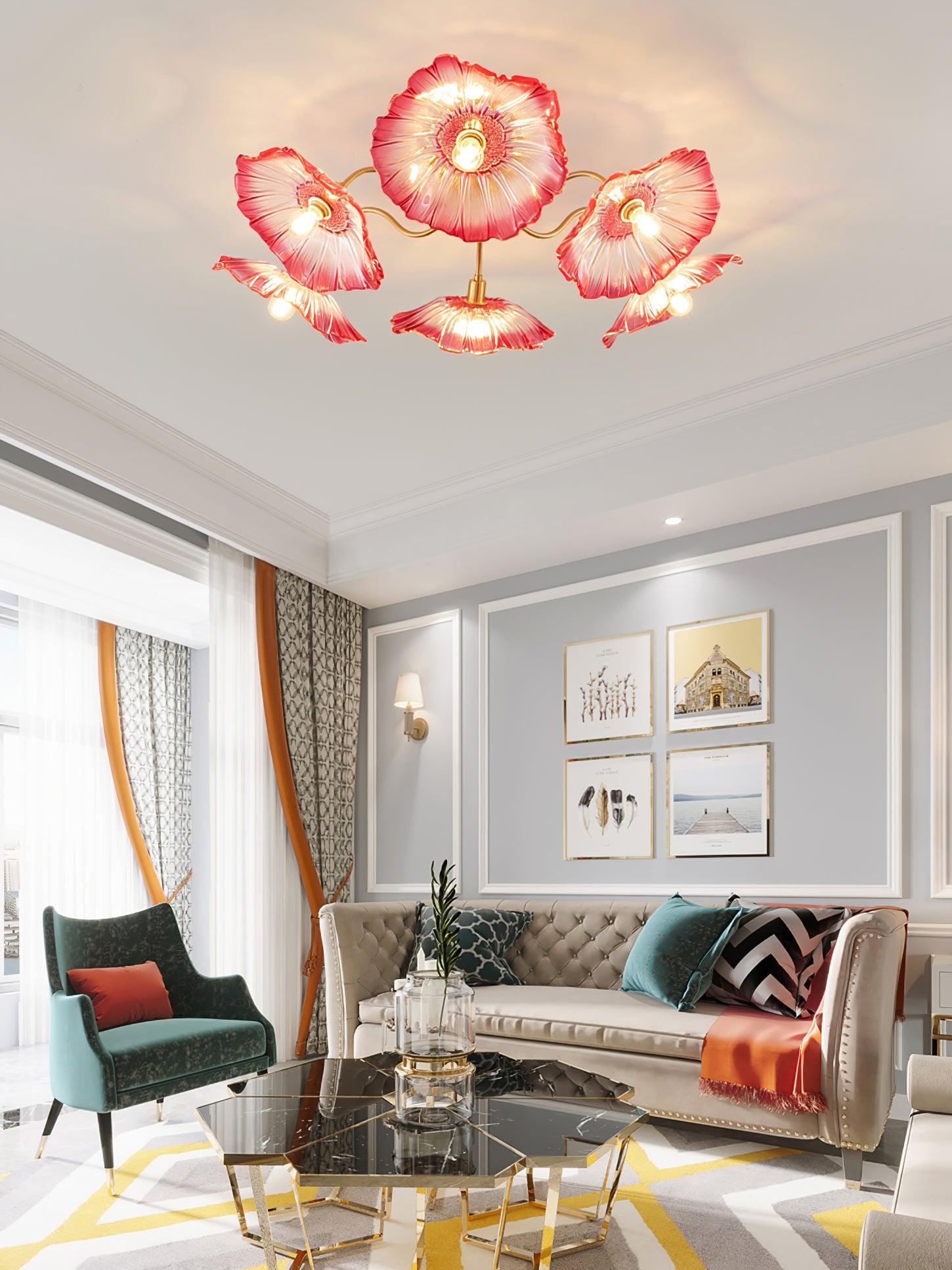 Lotus Leaf Glass Ceiling Lamp - Blowlighting