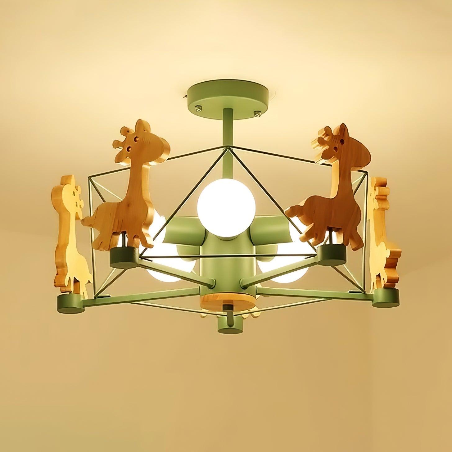 Lovely Deer Wooden Chandelier - Blowlighting