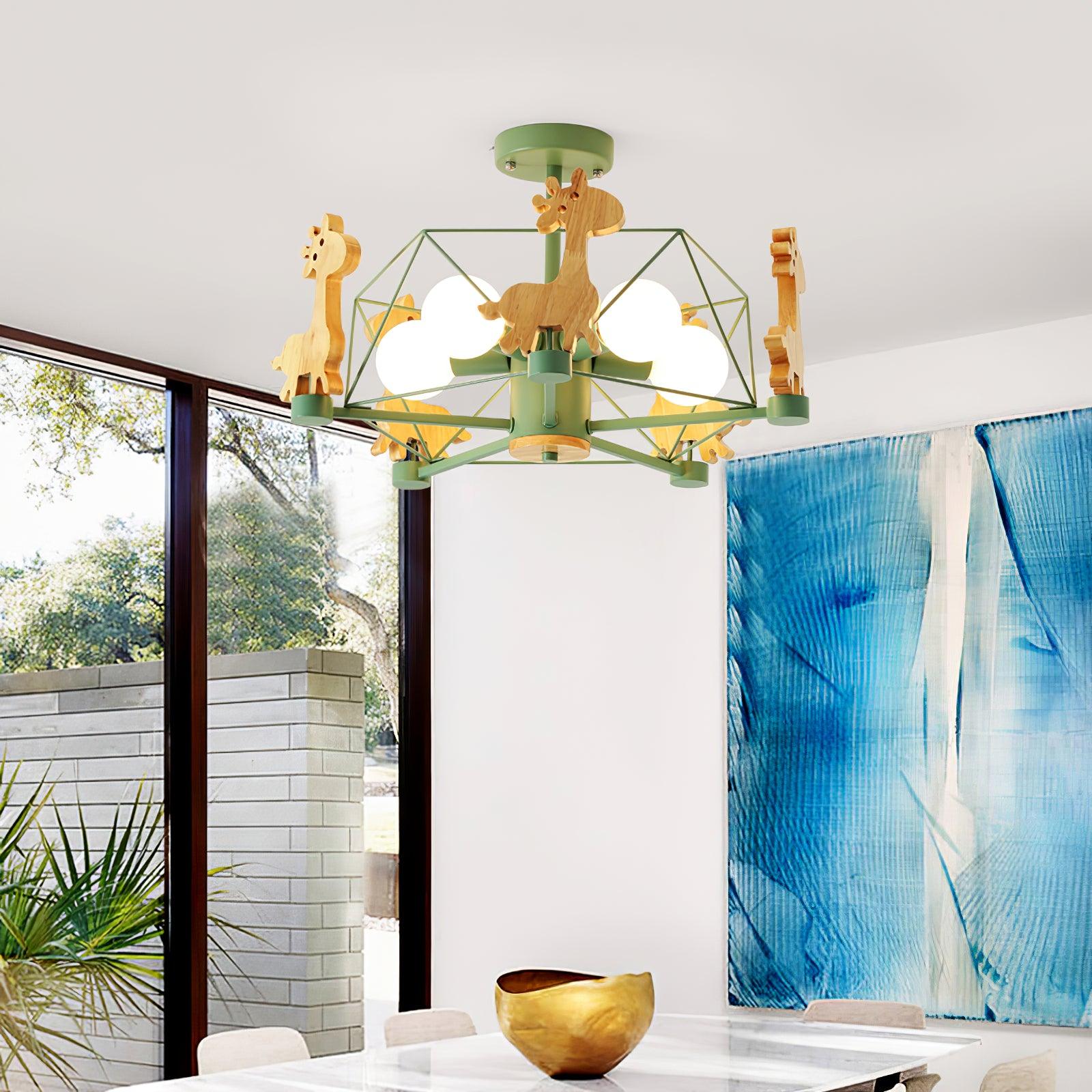 Lovely Deer Wooden Chandelier - Blowlighting