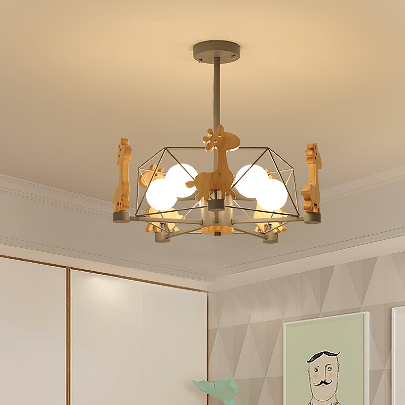 Lovely Deer Wooden Chandelier - Blowlighting