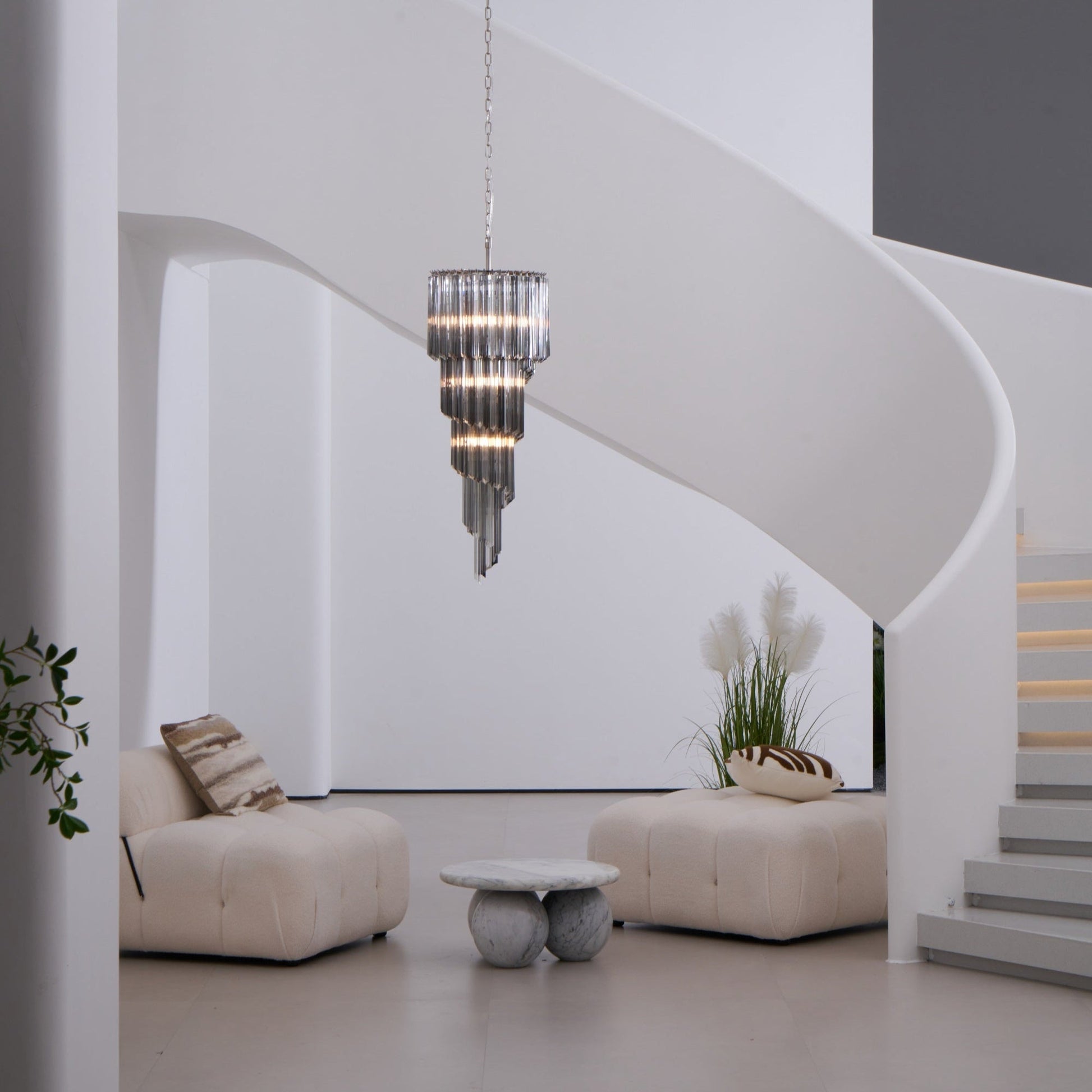 Aurora Chandelier Smoked Glass Spiral - Blowlighting