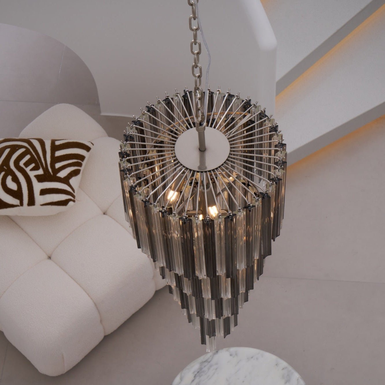 Aurora Chandelier Smoked Glass Spiral - Blowlighting