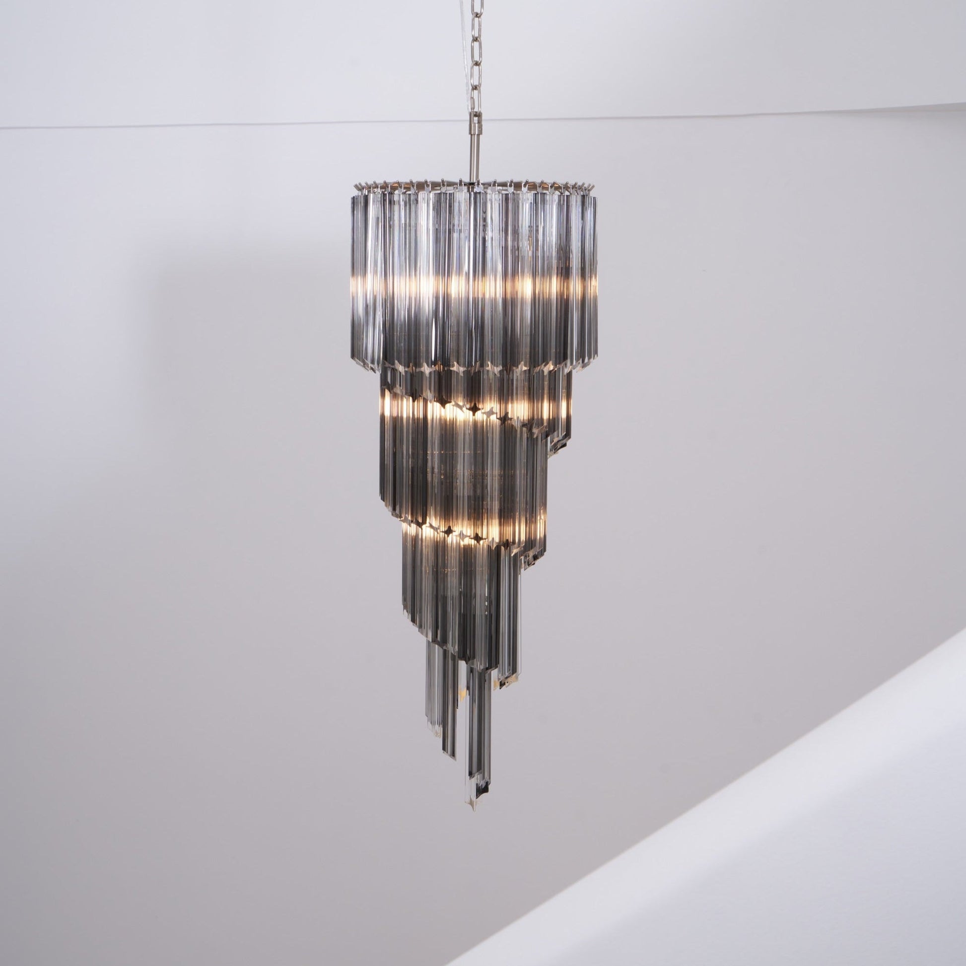 Aurora Chandelier Smoked Glass Spiral - Blowlighting