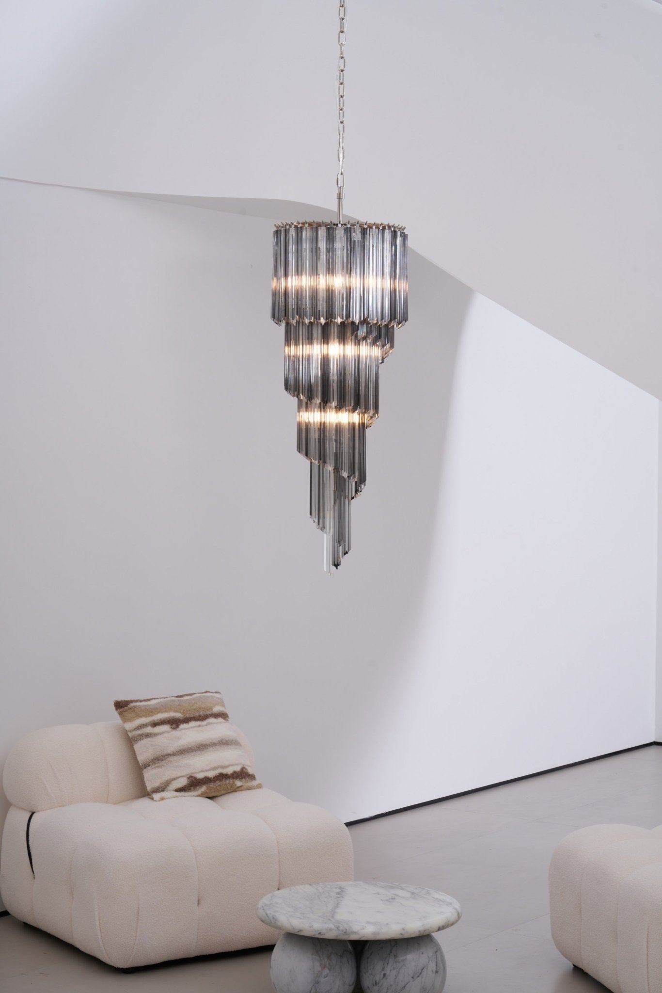 Aurora Chandelier Smoked Glass Spiral - Blowlighting