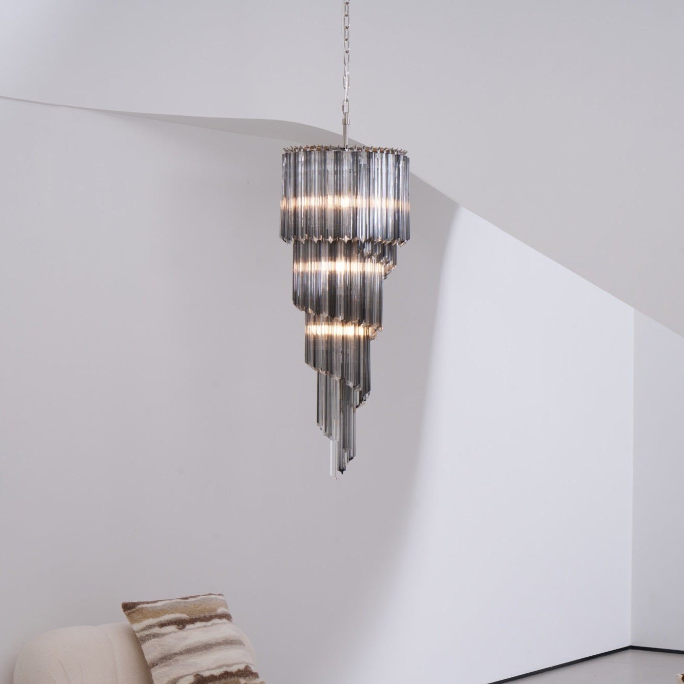 Aurora Chandelier Smoked Glass Spiral - Blowlighting