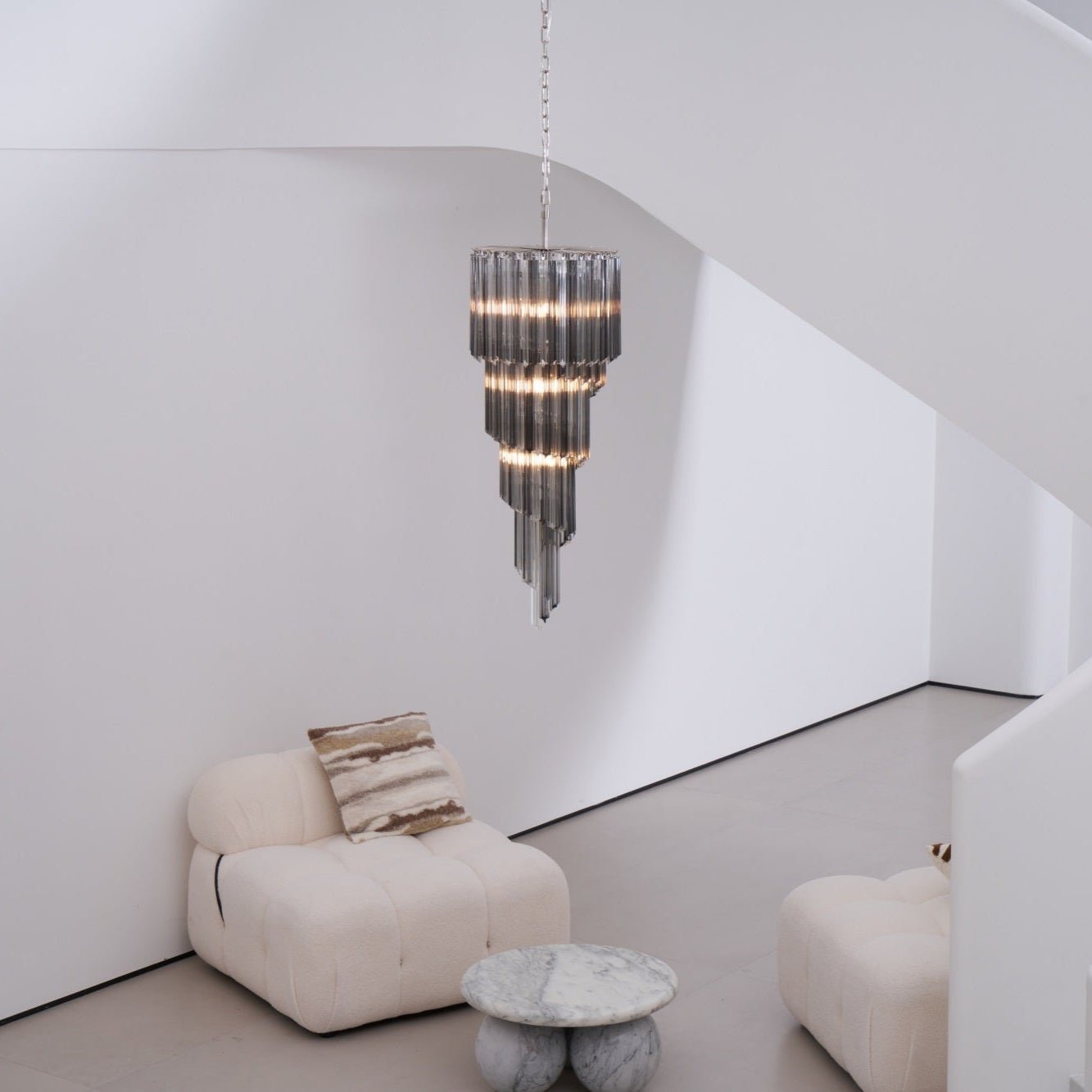 Aurora Chandelier Smoked Glass Spiral - Blowlighting