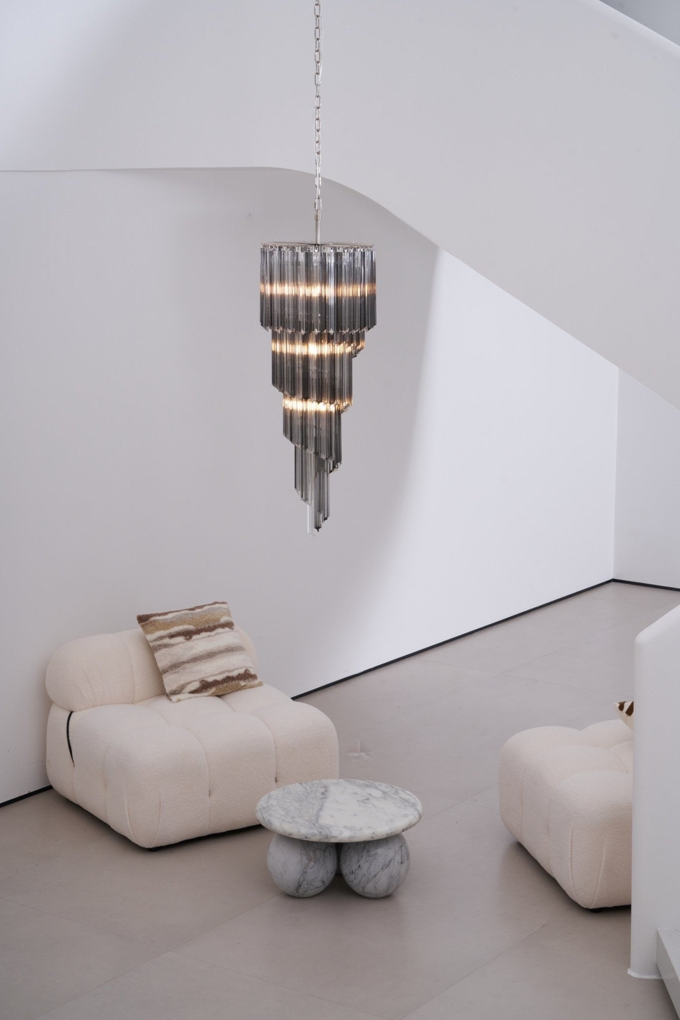 Aurora Chandelier Smoked Glass Spiral - Blowlighting