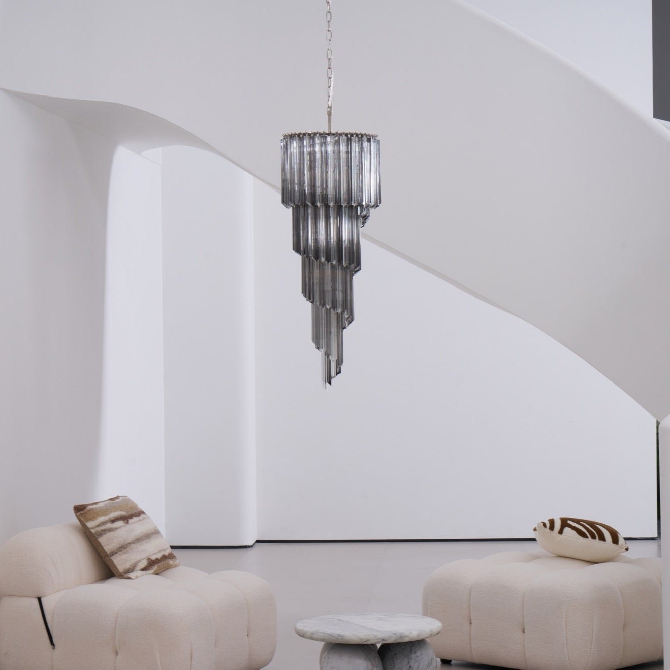 Aurora Chandelier Smoked Glass Spiral - Blowlighting
