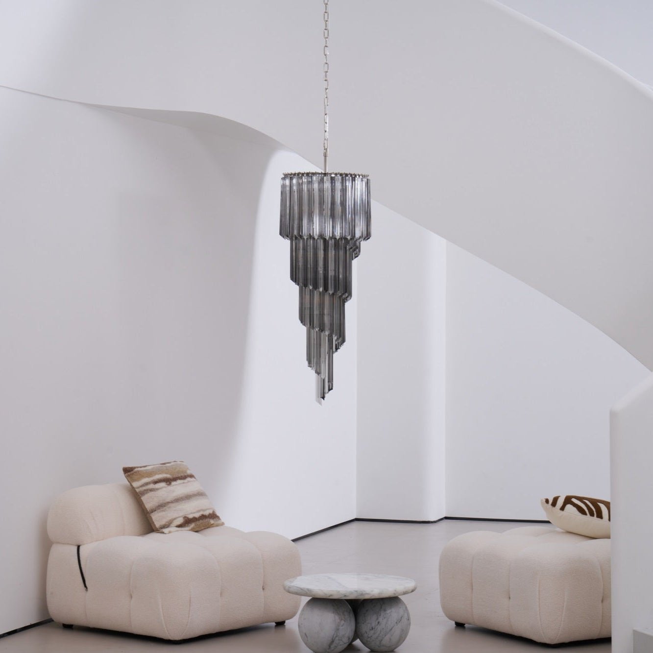Aurora Chandelier Smoked Glass Spiral - Blowlighting