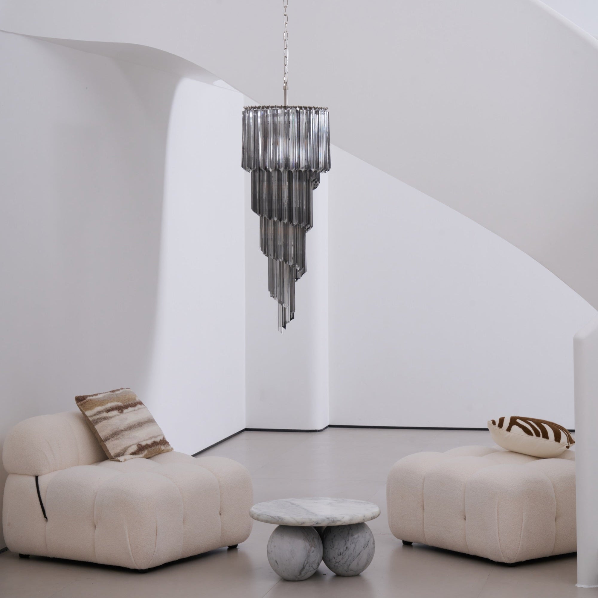 Aurora Chandelier Smoked Glass Spiral - Blowlighting