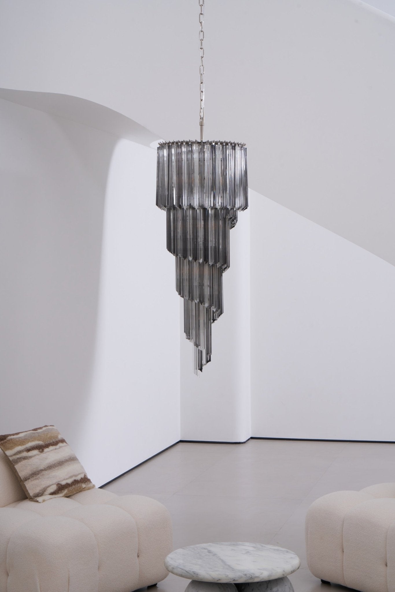 Aurora Chandelier Smoked Glass Spiral - Blowlighting