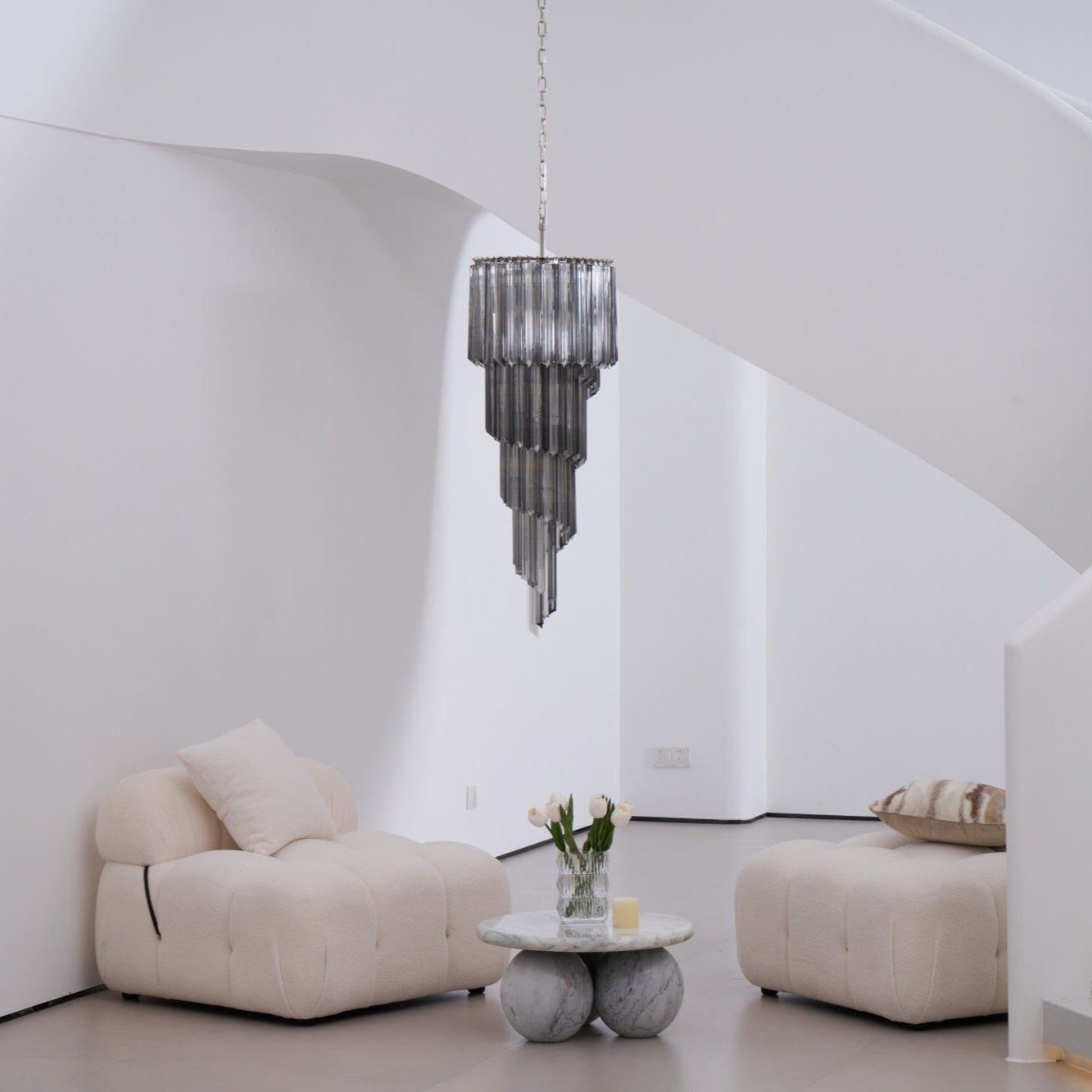 Aurora Chandelier Smoked Glass Spiral - Blowlighting
