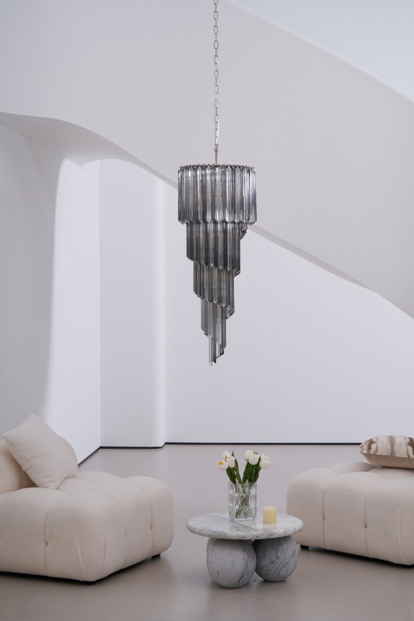 Aurora Chandelier Smoked Glass Spiral - Blowlighting