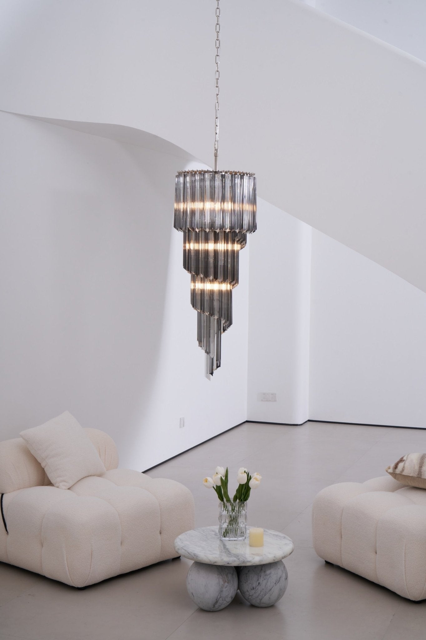Aurora Chandelier Smoked Glass Spiral - Blowlighting