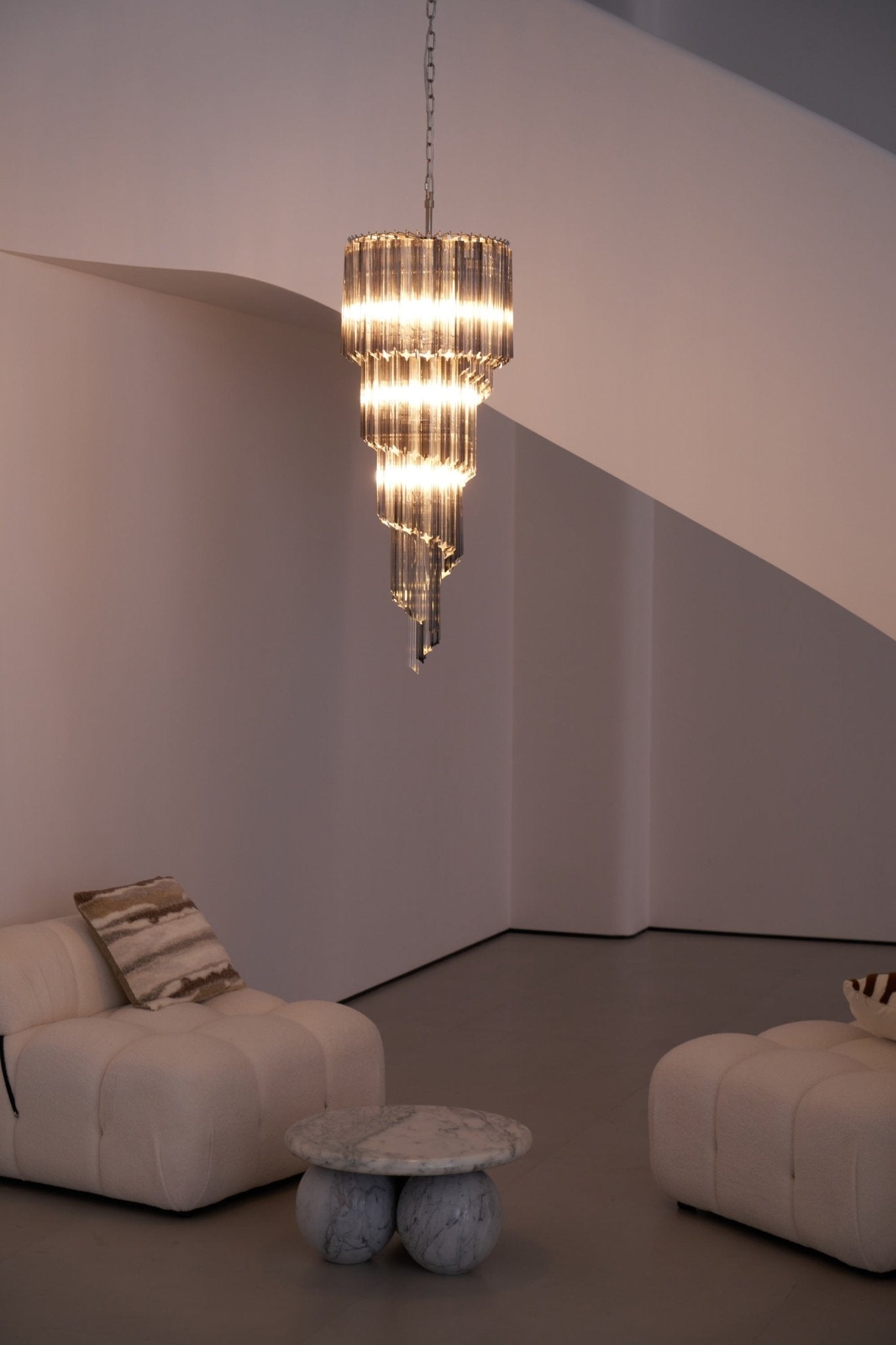 Aurora Chandelier Smoked Glass Spiral - Blowlighting