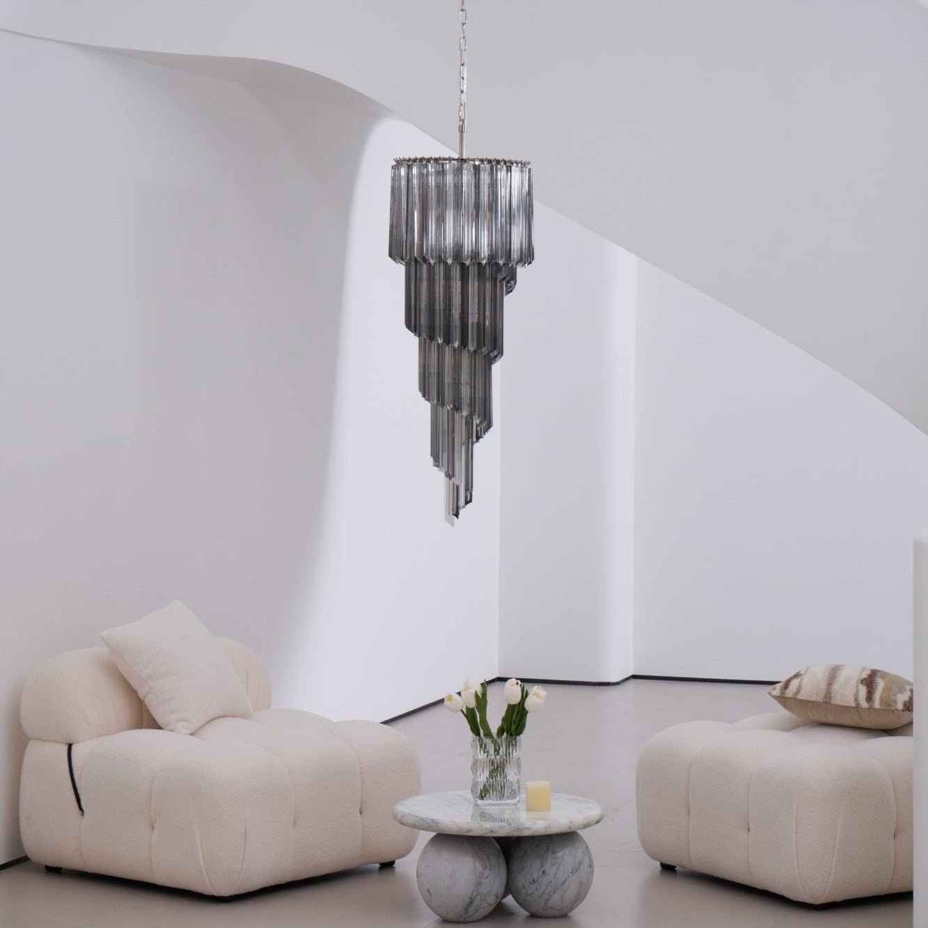 Aurora Chandelier Smoked Glass Spiral - Blowlighting