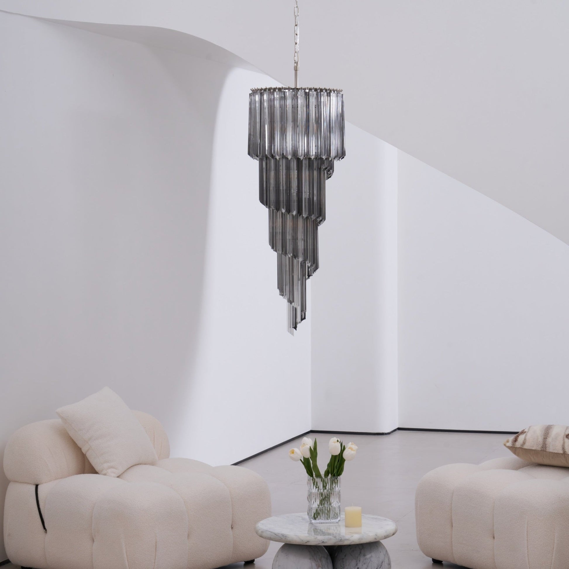 Aurora Chandelier Smoked Glass Spiral - Blowlighting