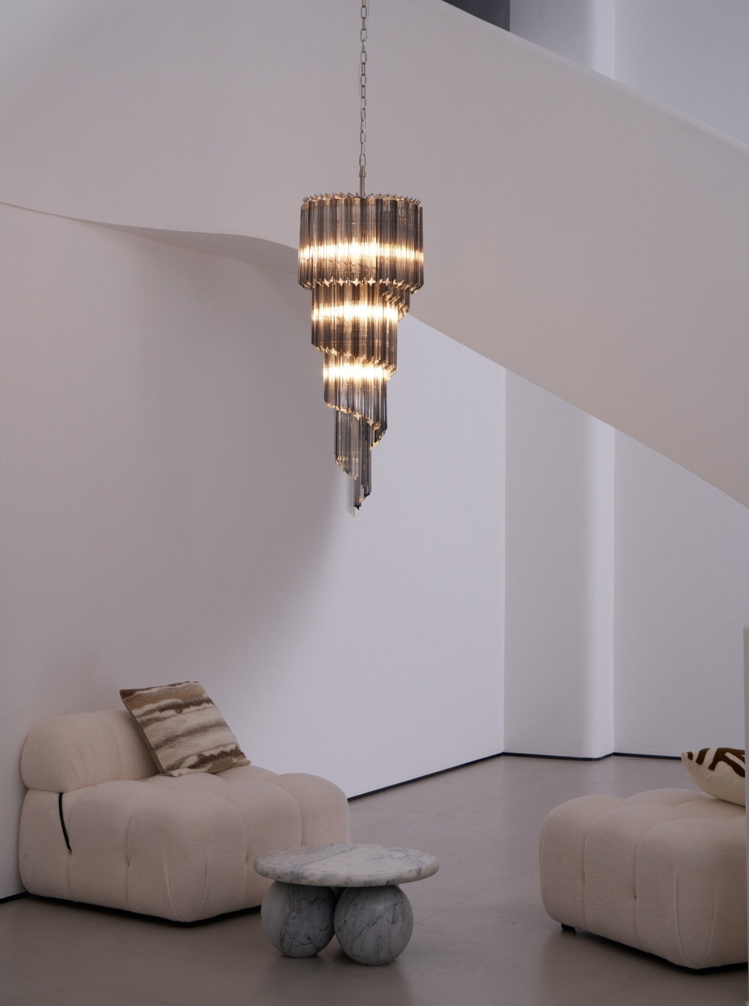 Aurora Chandelier Smoked Glass Spiral - Blowlighting