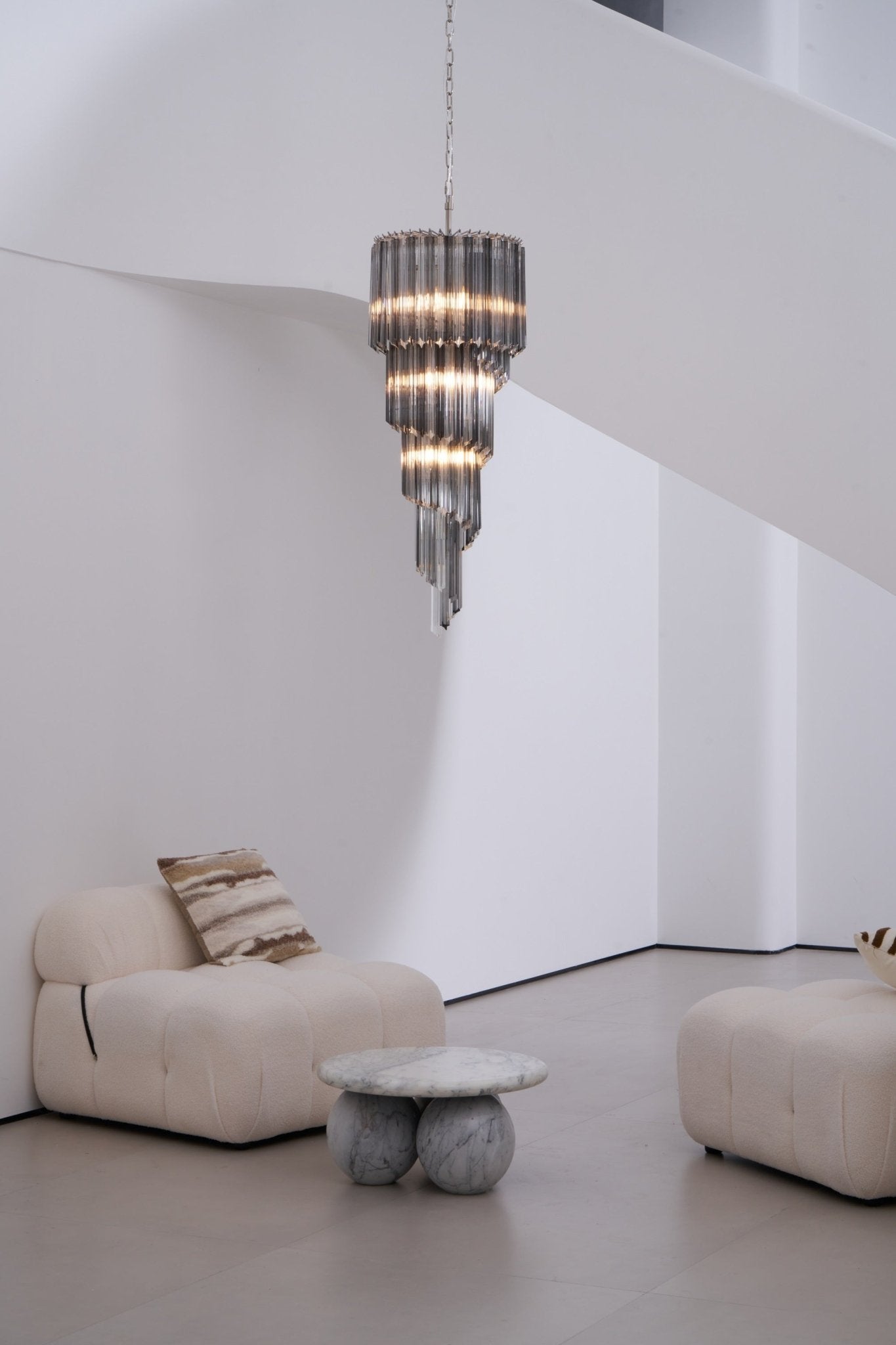 Aurora Chandelier Smoked Glass Spiral - Blowlighting