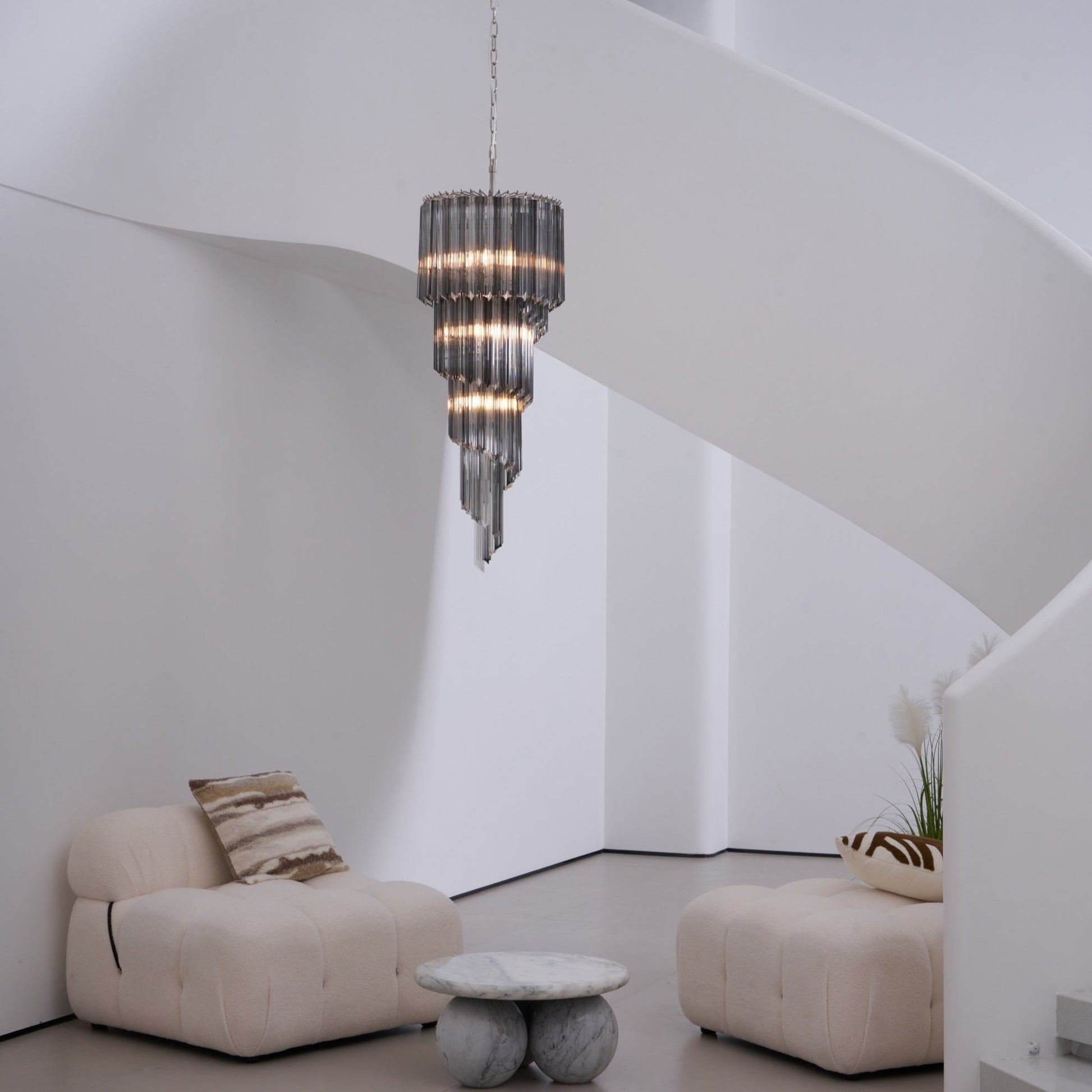 Aurora Chandelier Smoked Glass Spiral - Blowlighting