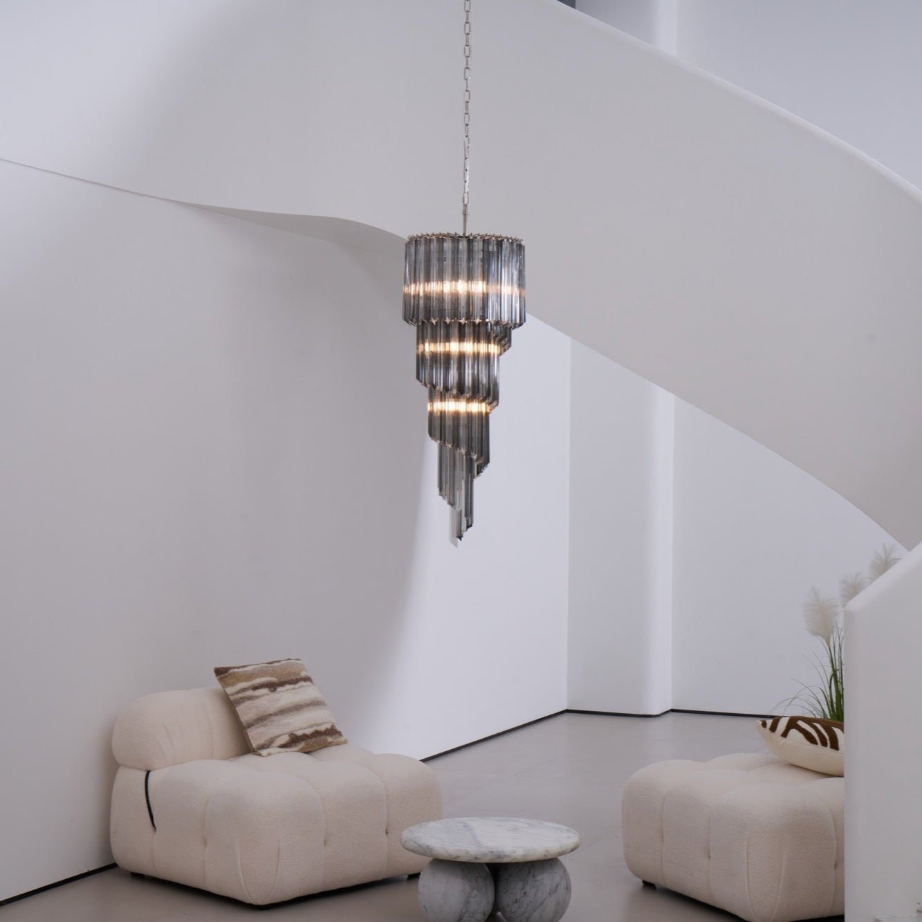 Aurora Chandelier Smoked Glass Spiral - Blowlighting