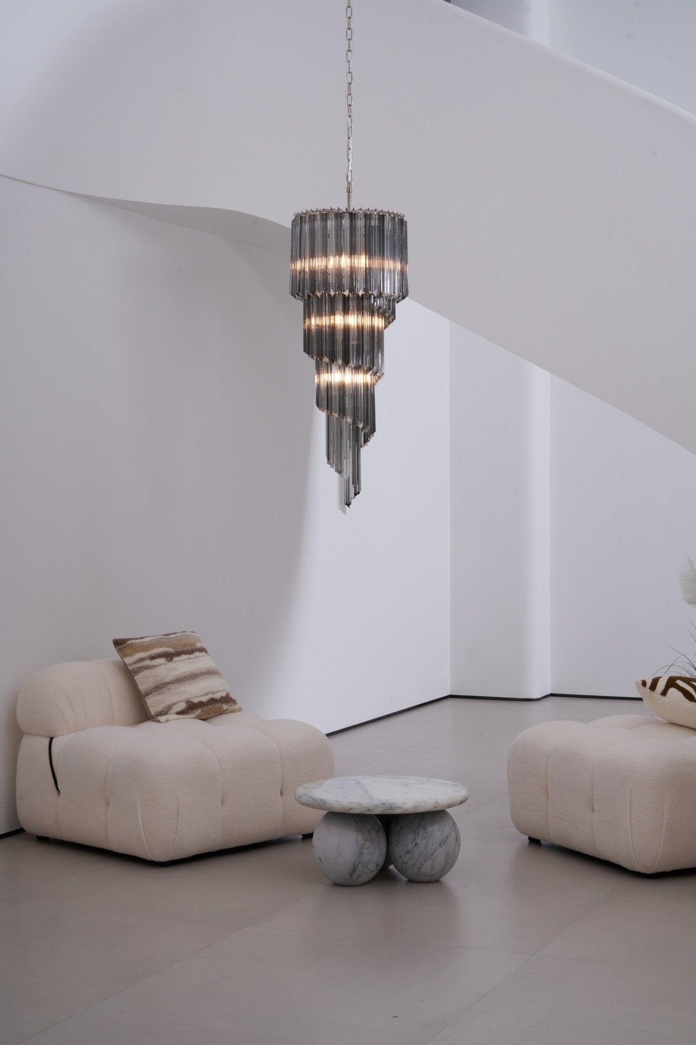 Aurora Chandelier Smoked Glass Spiral - Blowlighting