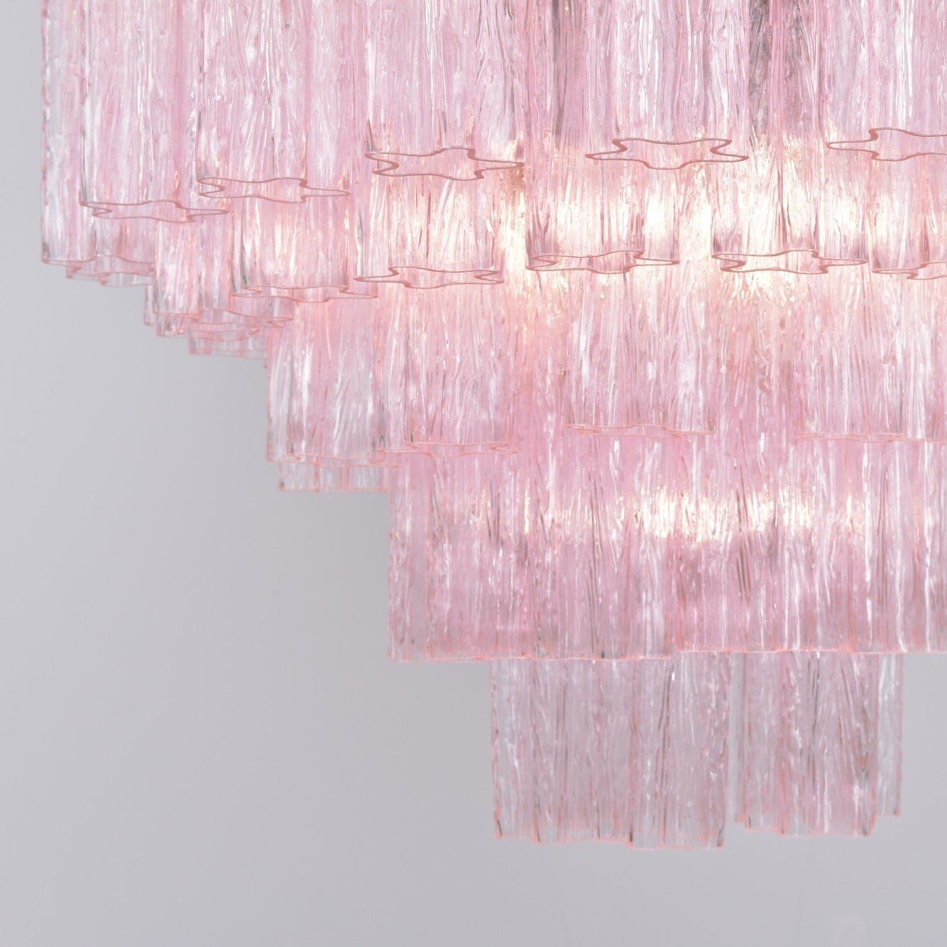 Aurora Chandelier Pink Glass Multi-Tier Romantic Glow - Blowlighting