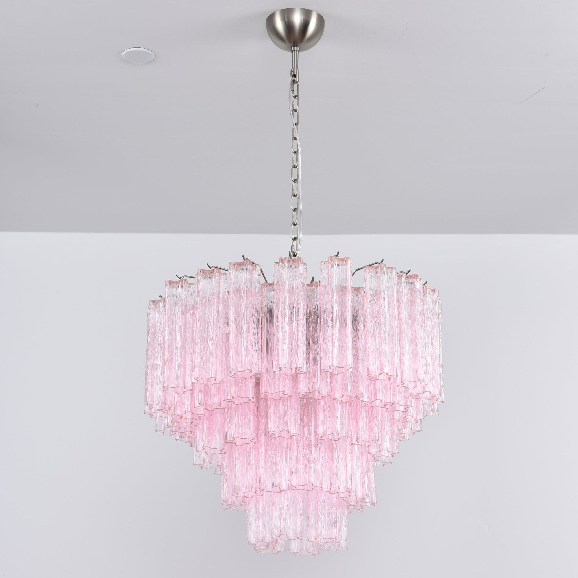 Aurora Chandelier Pink Glass Multi-Tier Romantic Glow - Blowlighting