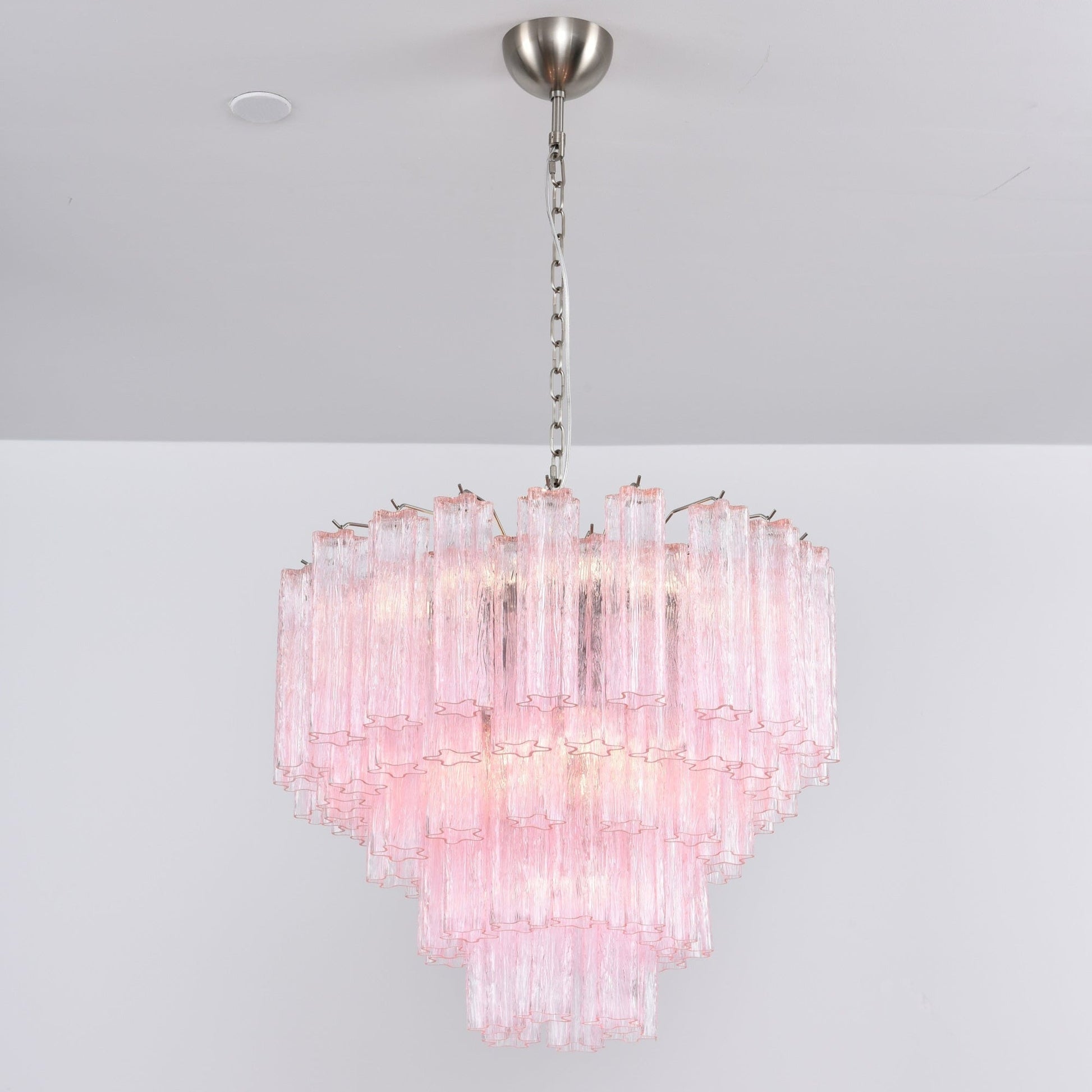 Aurora Chandelier Pink Glass Multi-Tier Romantic Glow - Blowlighting