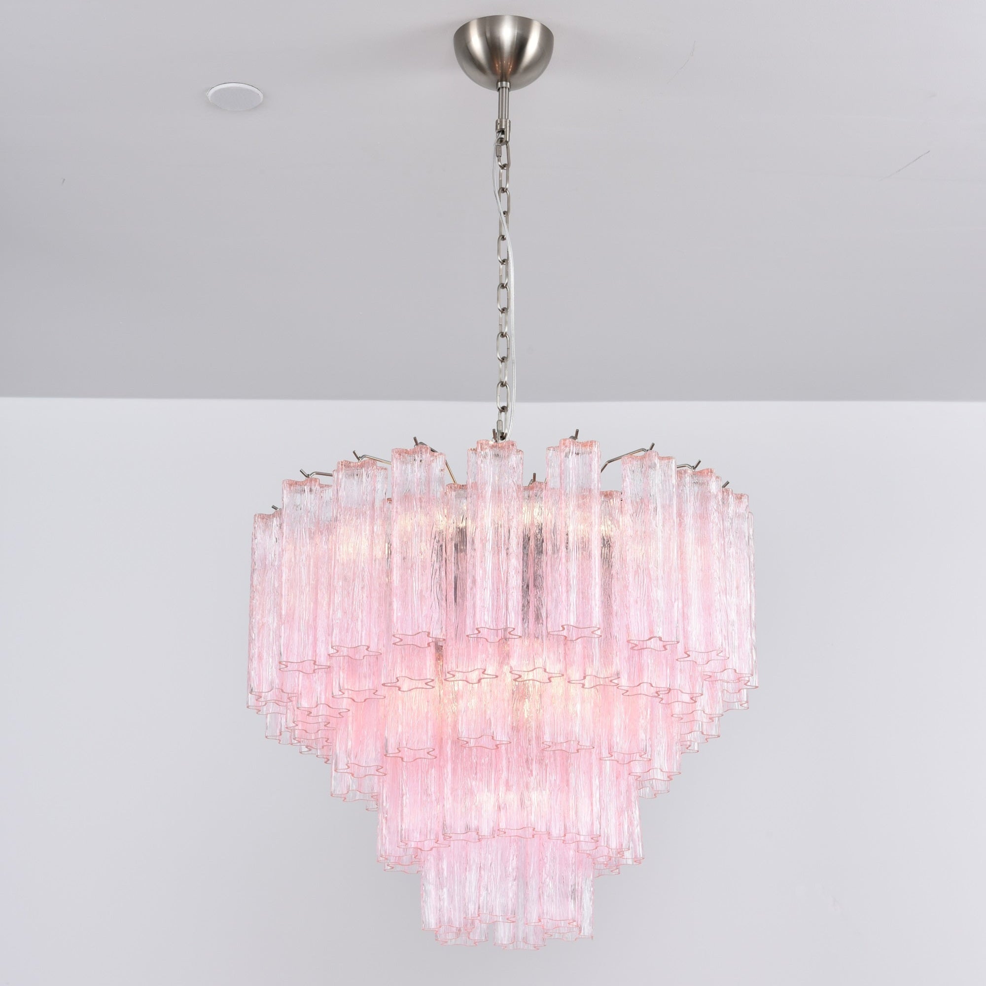 Aurora Chandelier Pink Glass Multi-Tier Romantic Glow - Blowlighting