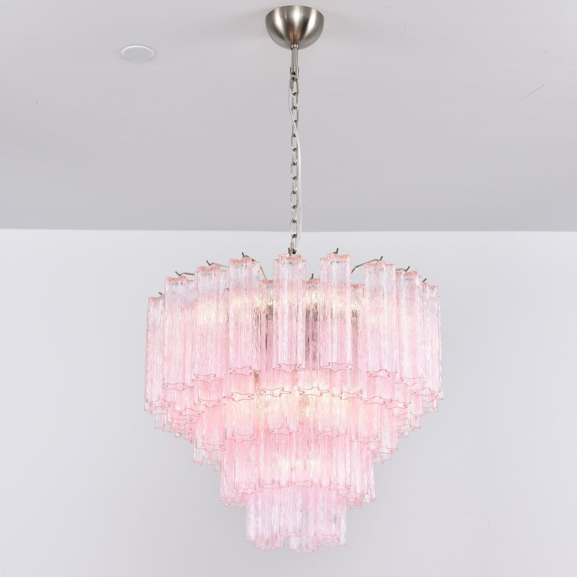 Aurora Chandelier Pink Glass Multi-Tier Romantic Glow - Blowlighting