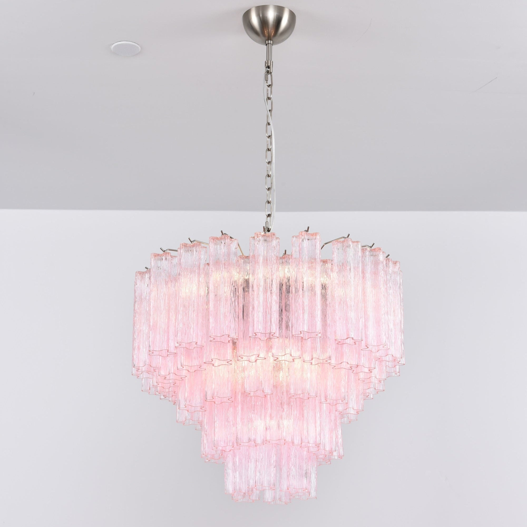 Aurora Chandelier Pink Glass Multi-Tier Romantic Glow - Blowlighting