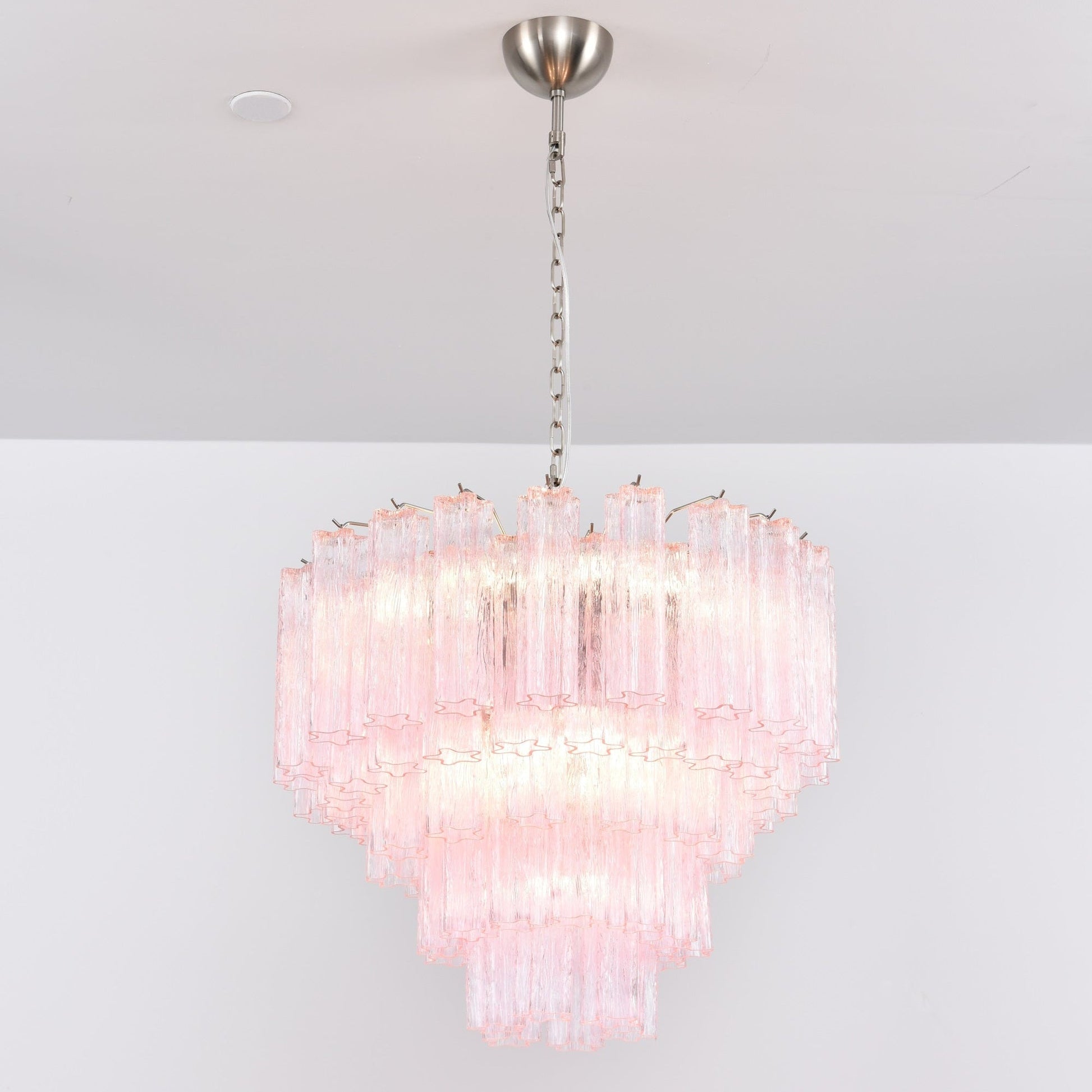 Aurora Chandelier Pink Glass Multi-Tier Romantic Glow - Blowlighting