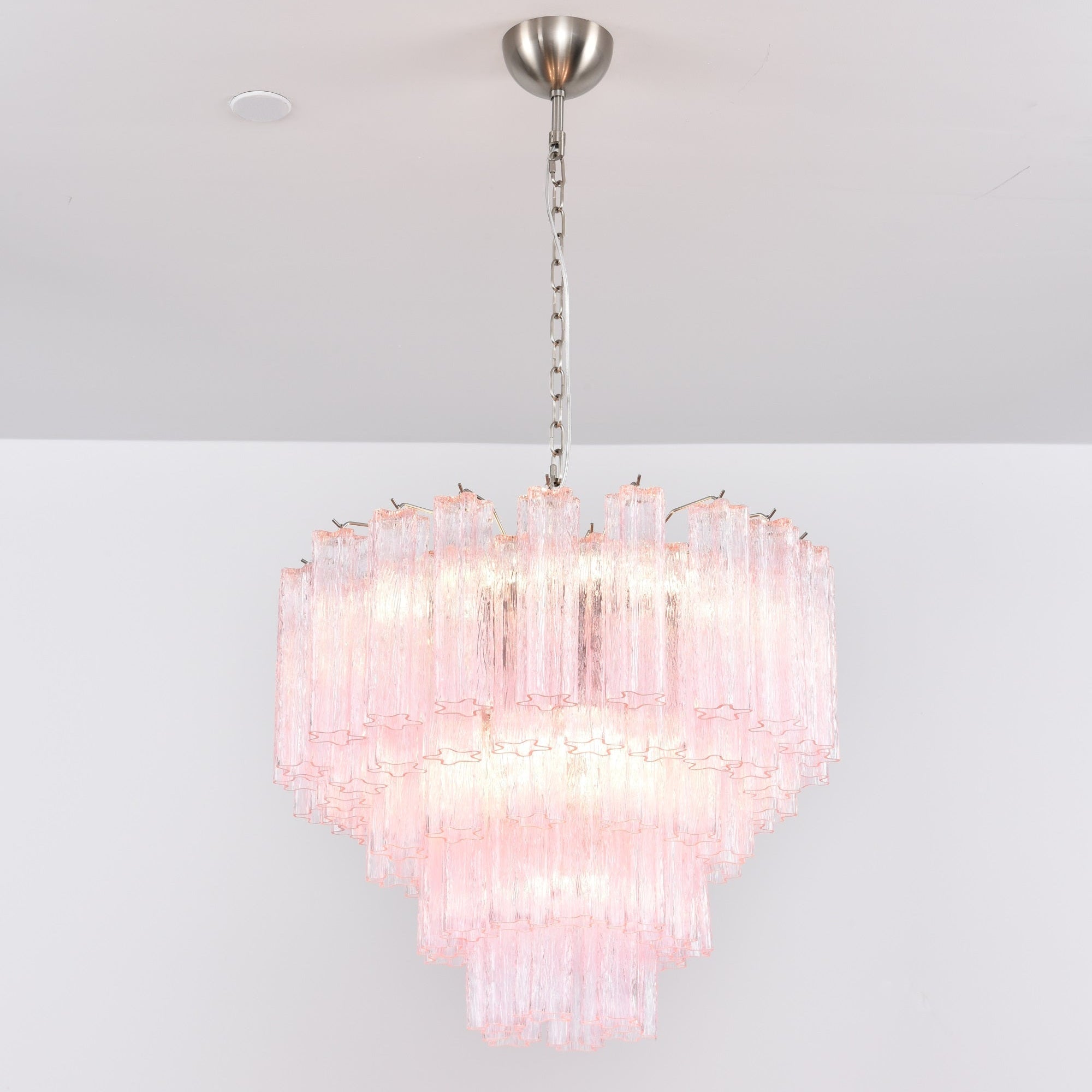 Aurora Chandelier Pink Glass Multi-Tier Romantic Glow - Blowlighting