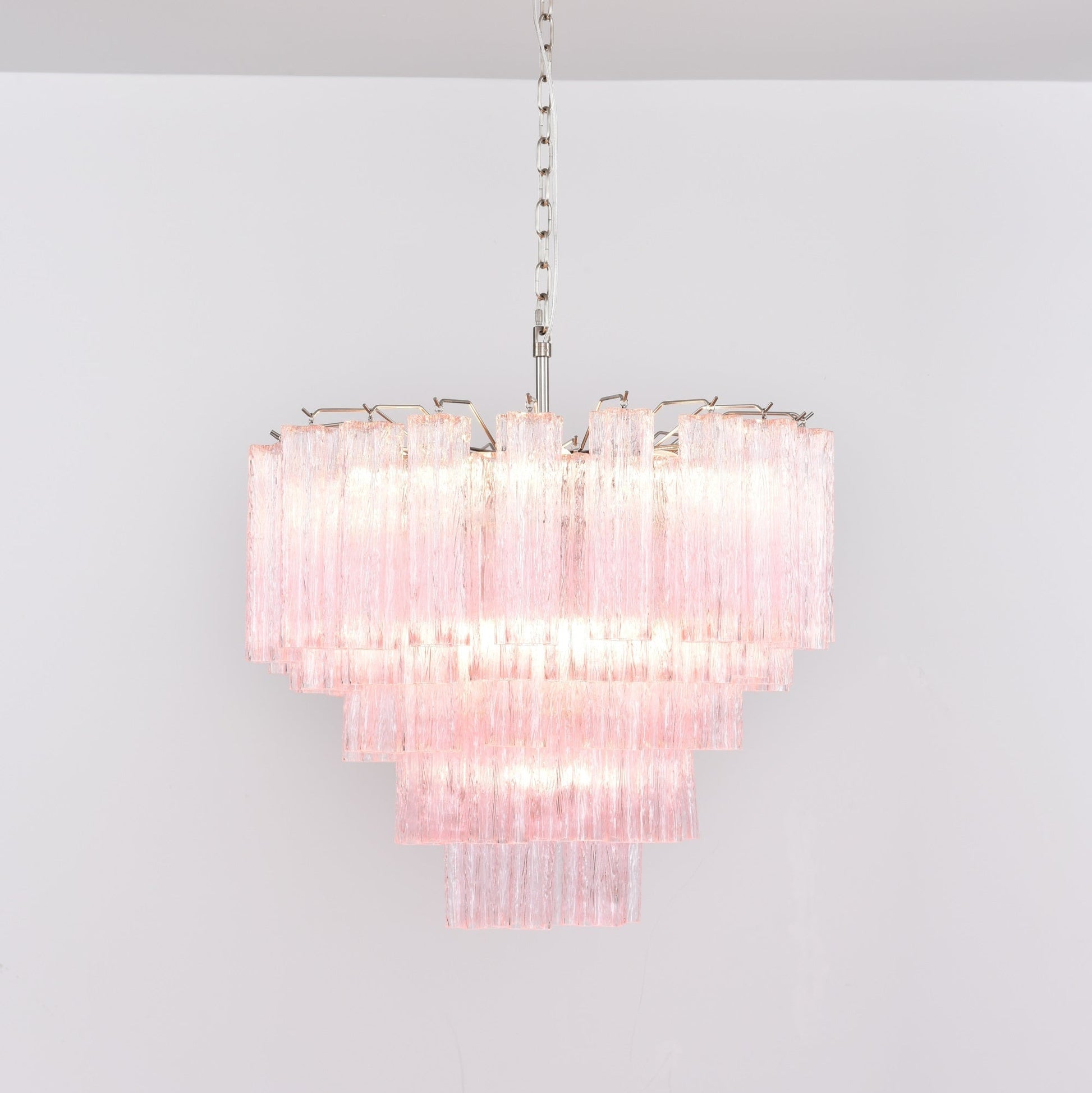 Aurora Chandelier Pink Glass Multi-Tier Romantic Glow - Blowlighting