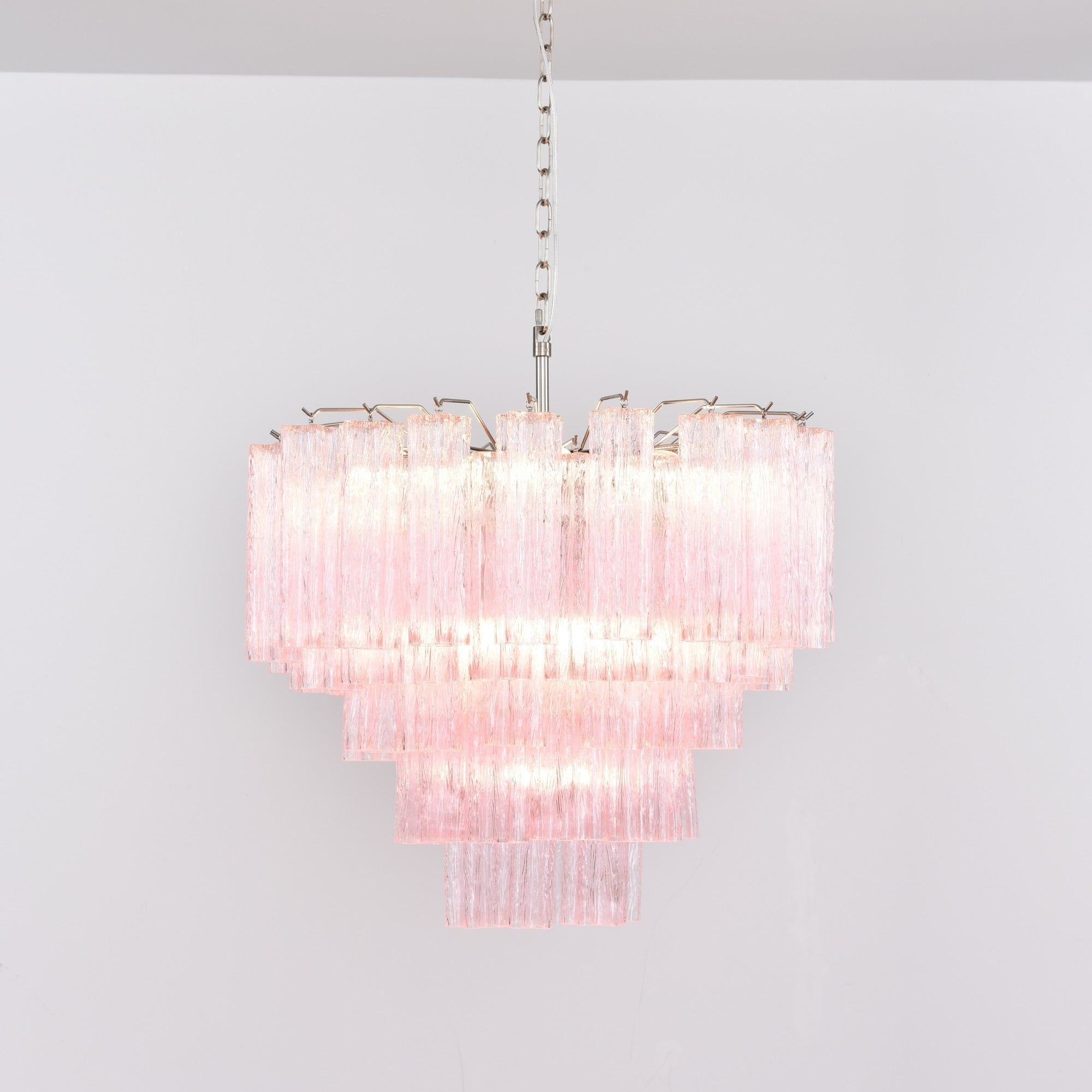 Aurora Chandelier Pink Glass Multi-Tier Romantic Glow - Blowlighting