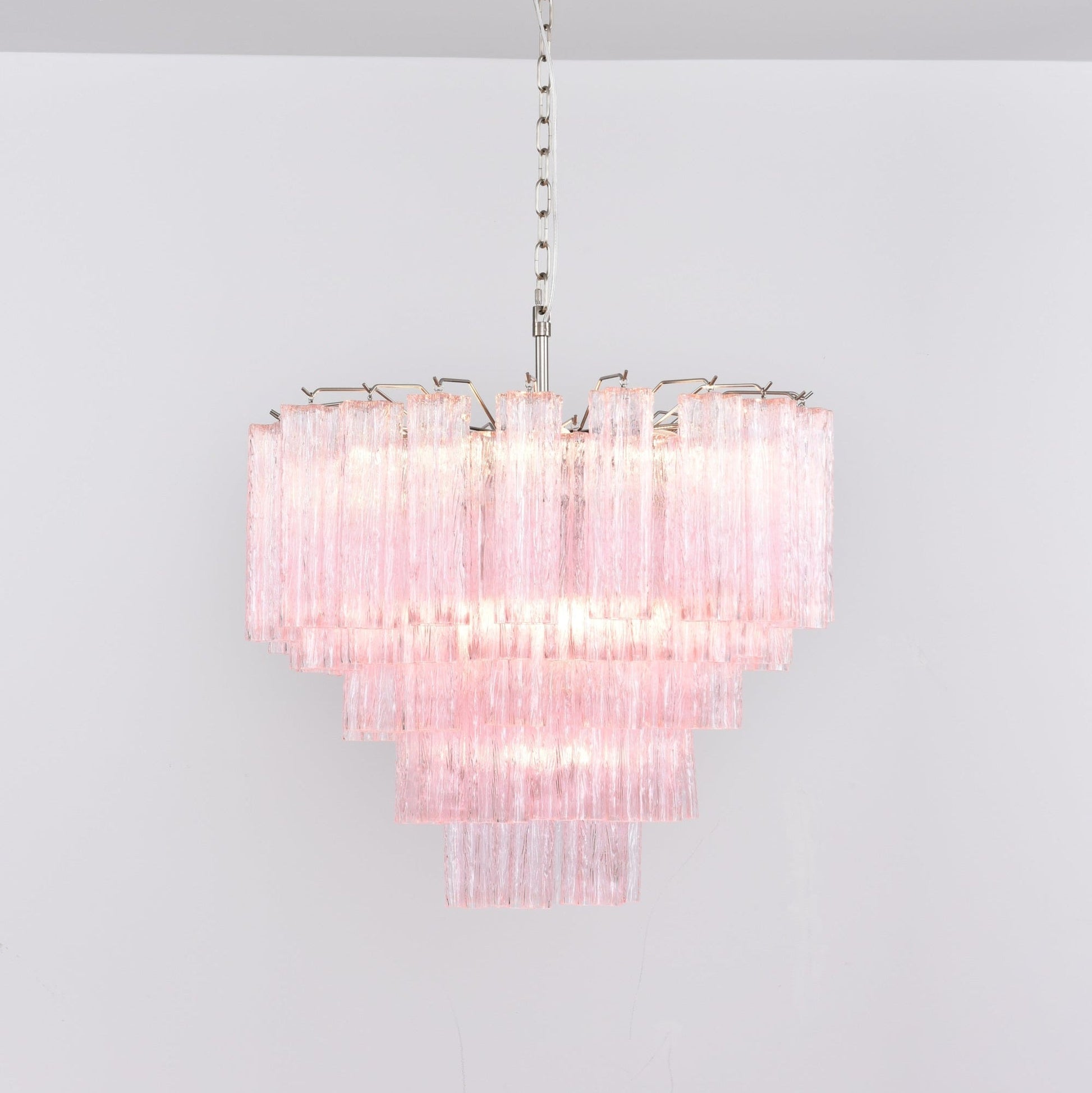 Aurora Chandelier Pink Glass Multi-Tier Romantic Glow - Blowlighting