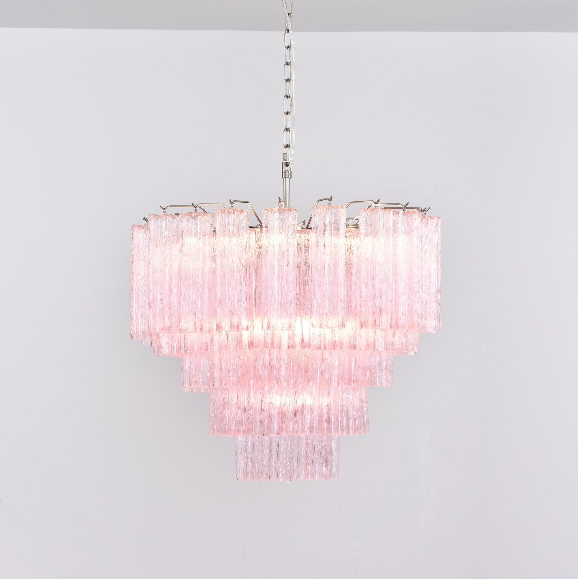 Aurora Chandelier Pink Glass Multi-Tier Romantic Glow - Blowlighting