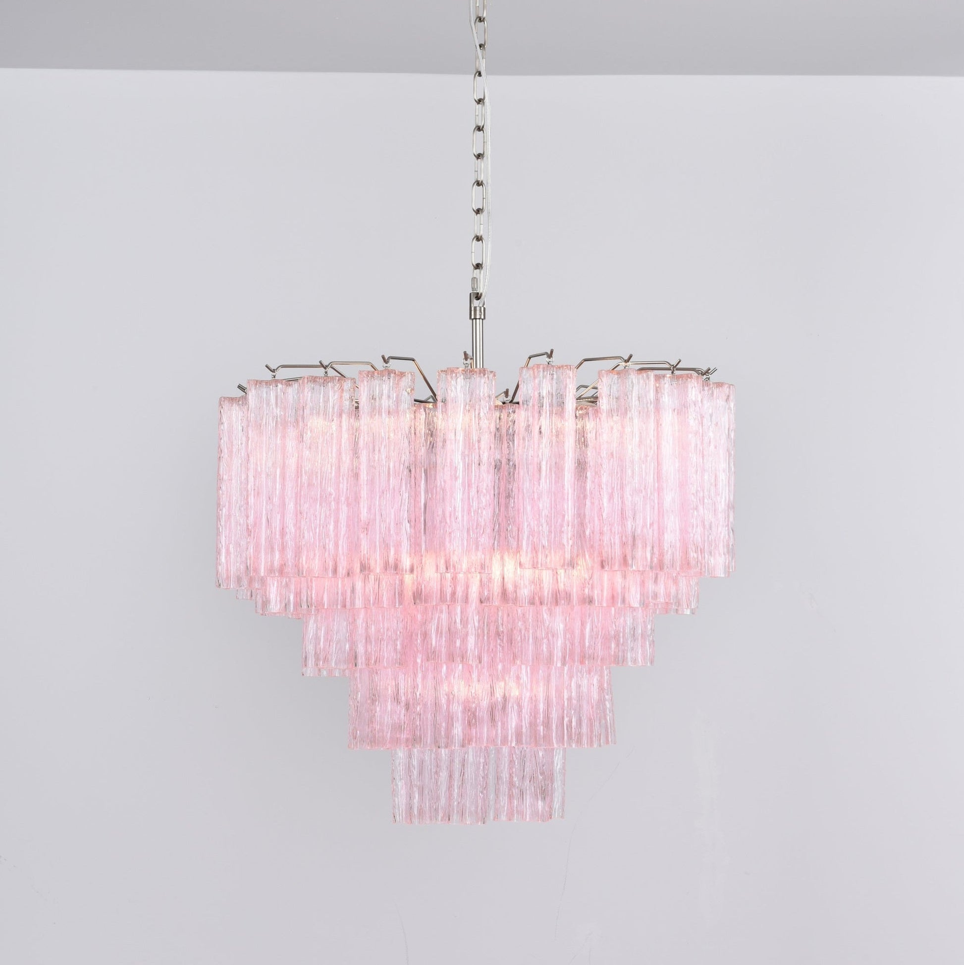 Aurora Chandelier Pink Glass Multi-Tier Romantic Glow - Blowlighting