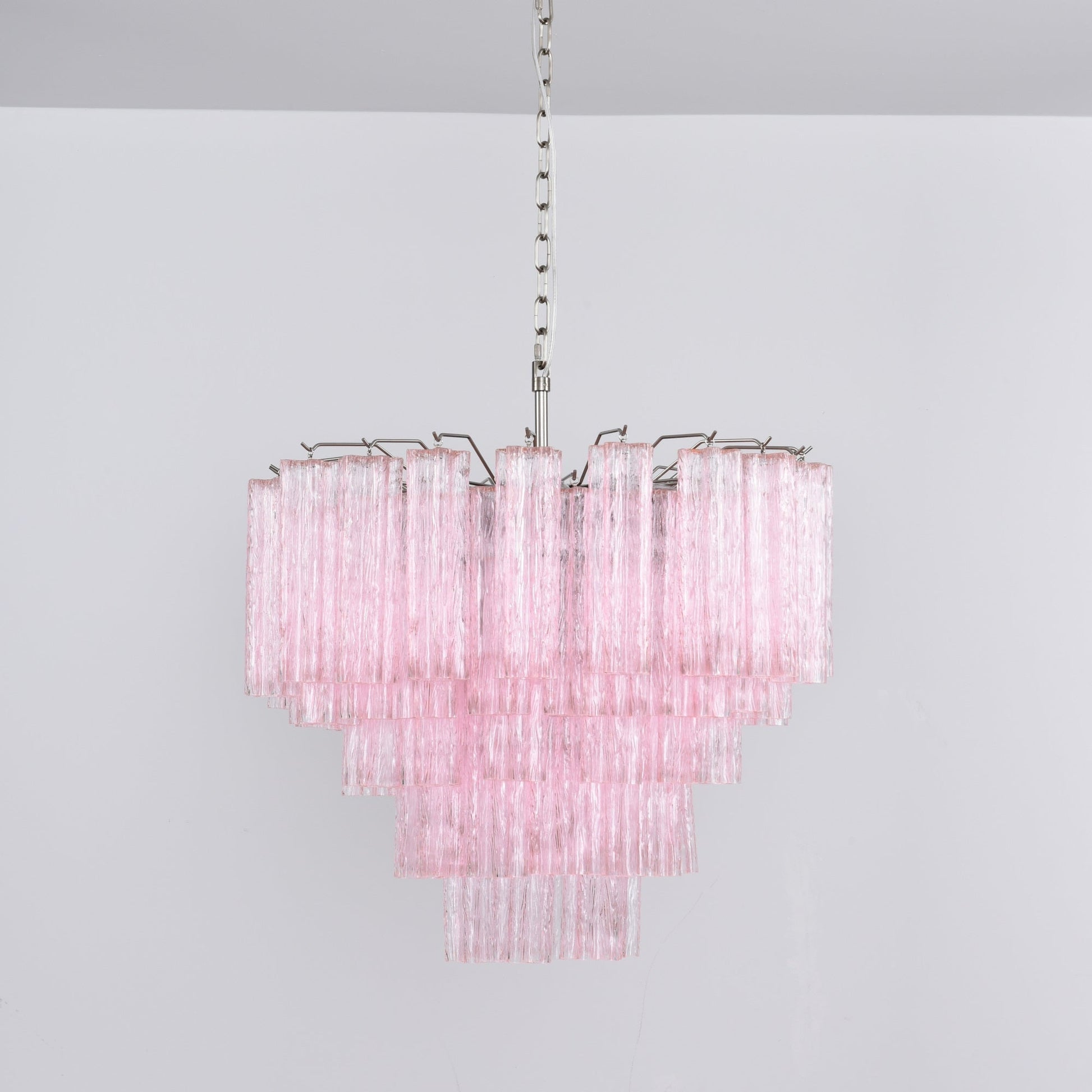 Aurora Chandelier Pink Glass Multi-Tier Romantic Glow - Blowlighting