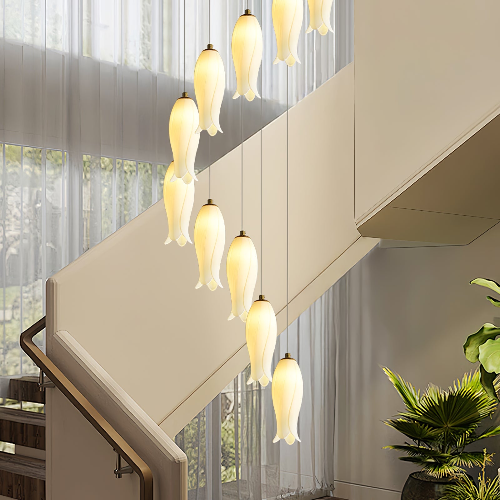 Sylirion Alabaster Brass Chandelier - Blowlighting