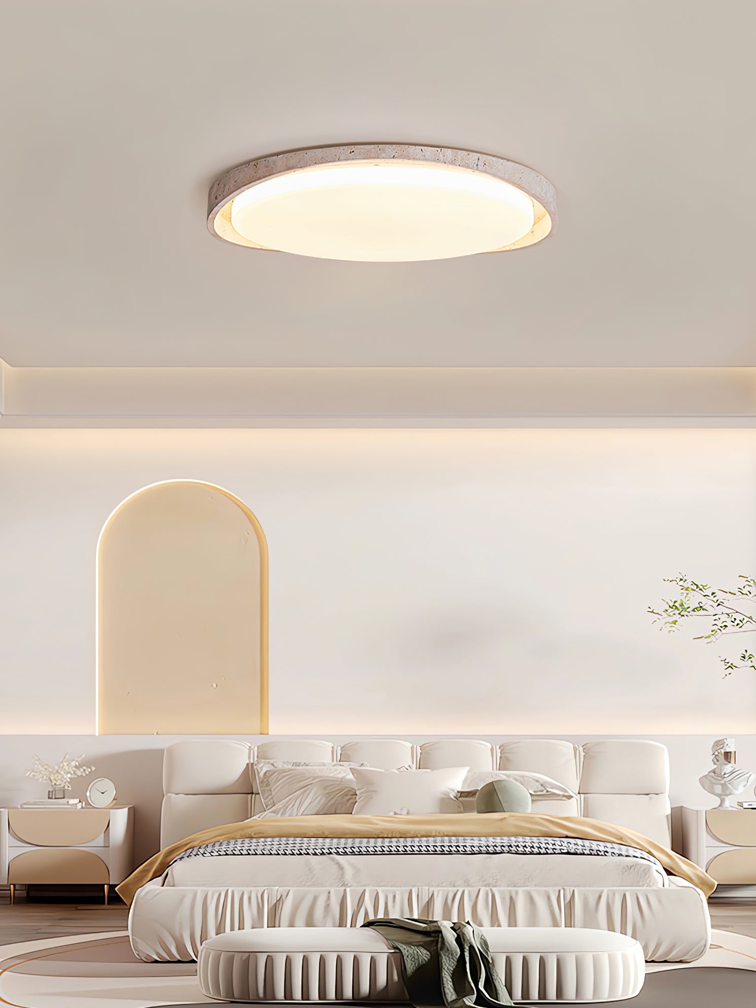 Vanoren Oval Frame Travertine Ceiling Light - Blowlighting