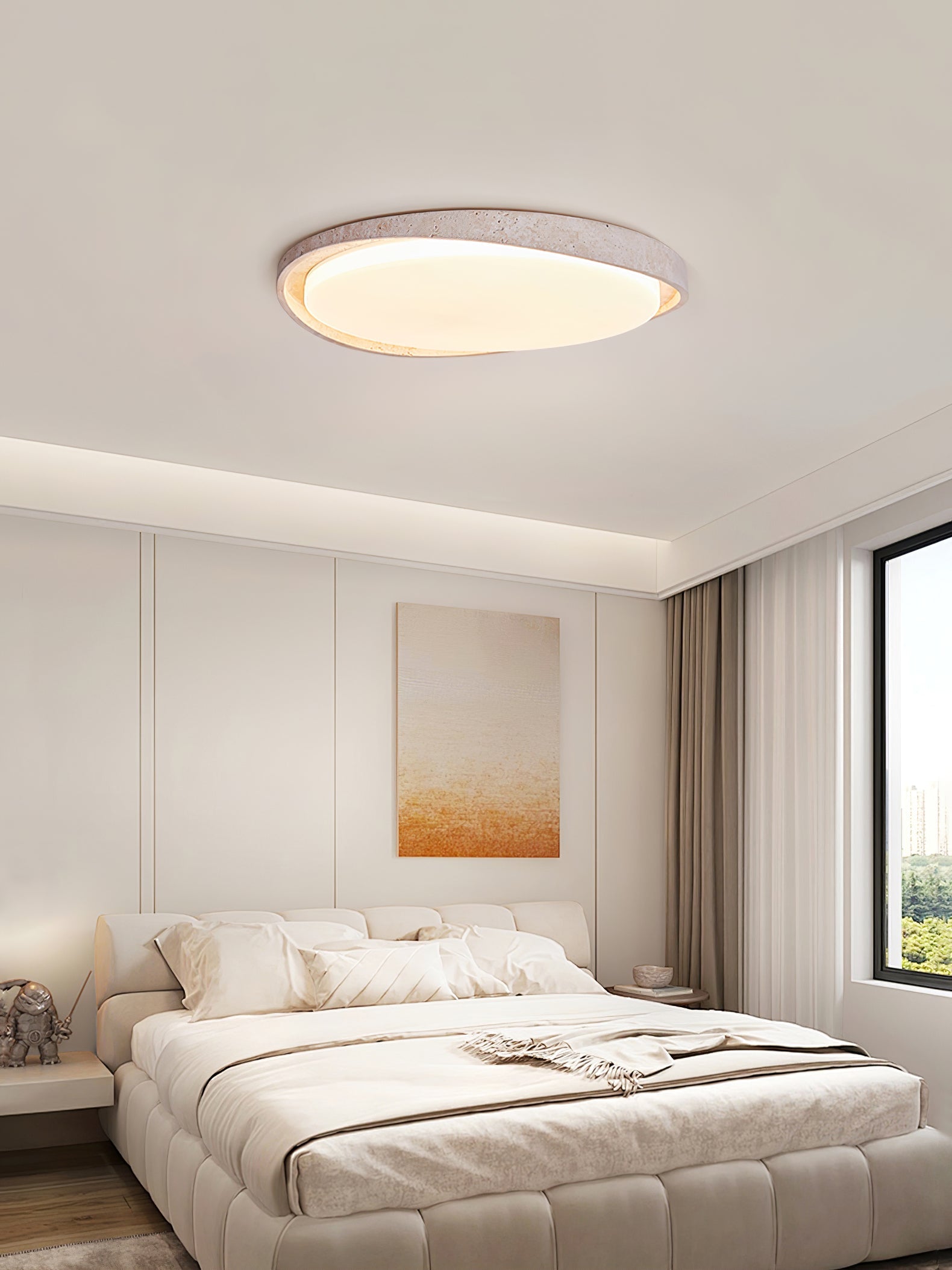 Vanoren Oval Frame Travertine Ceiling Light - Blowlighting