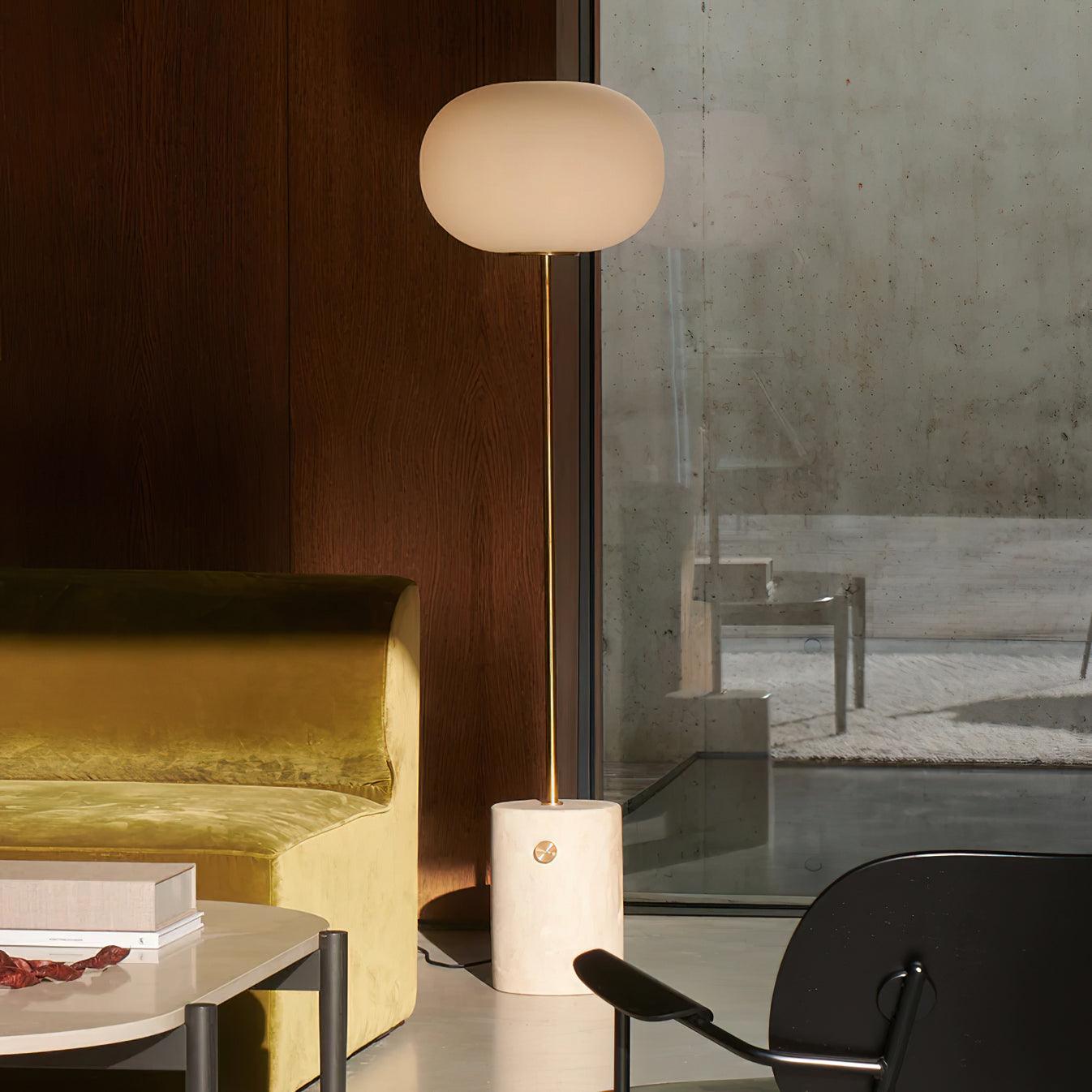 Iloryra Column-Base Travertine Floor Lamp - Blowlighting