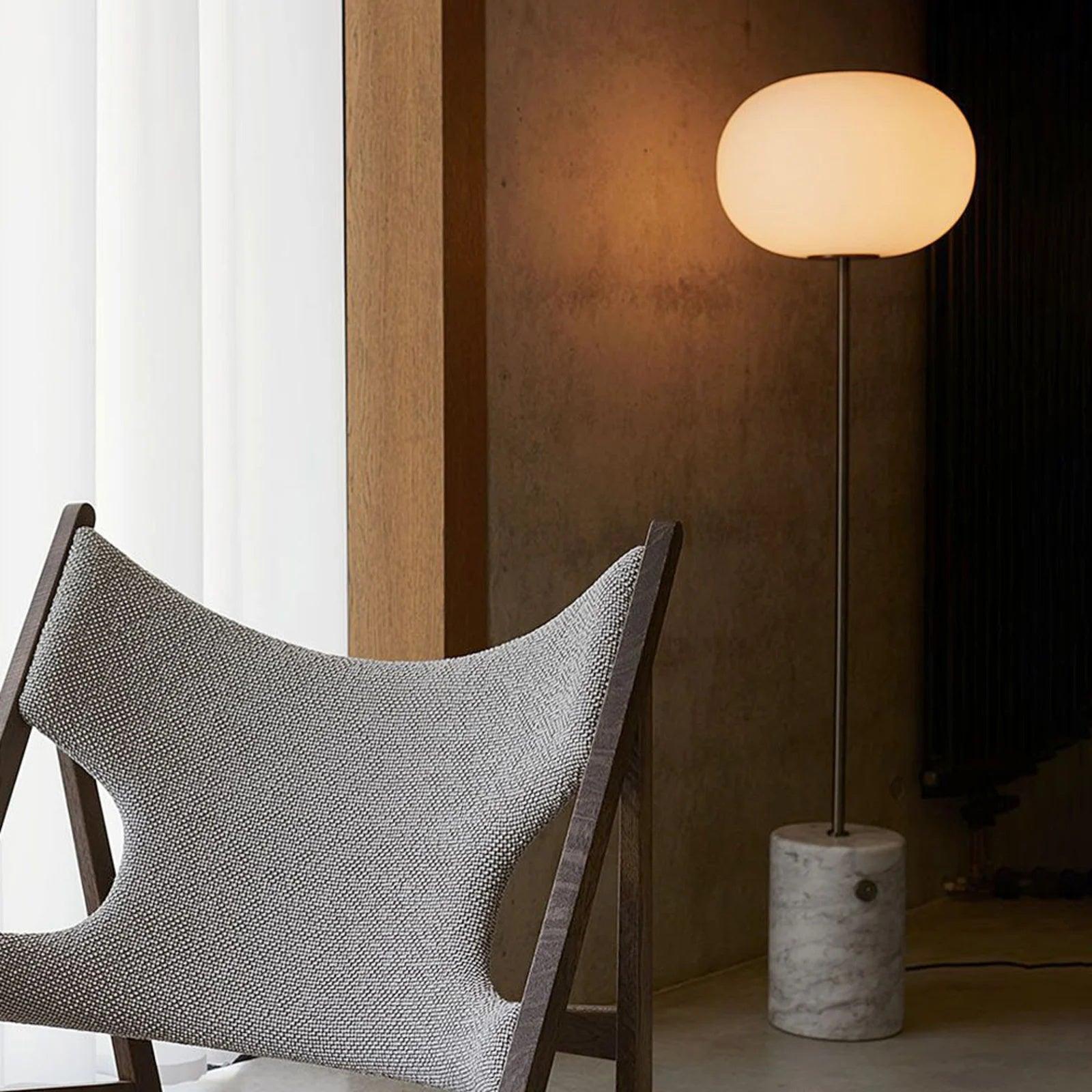 Iloryra Column-Base Travertine Floor Lamp - Blowlighting