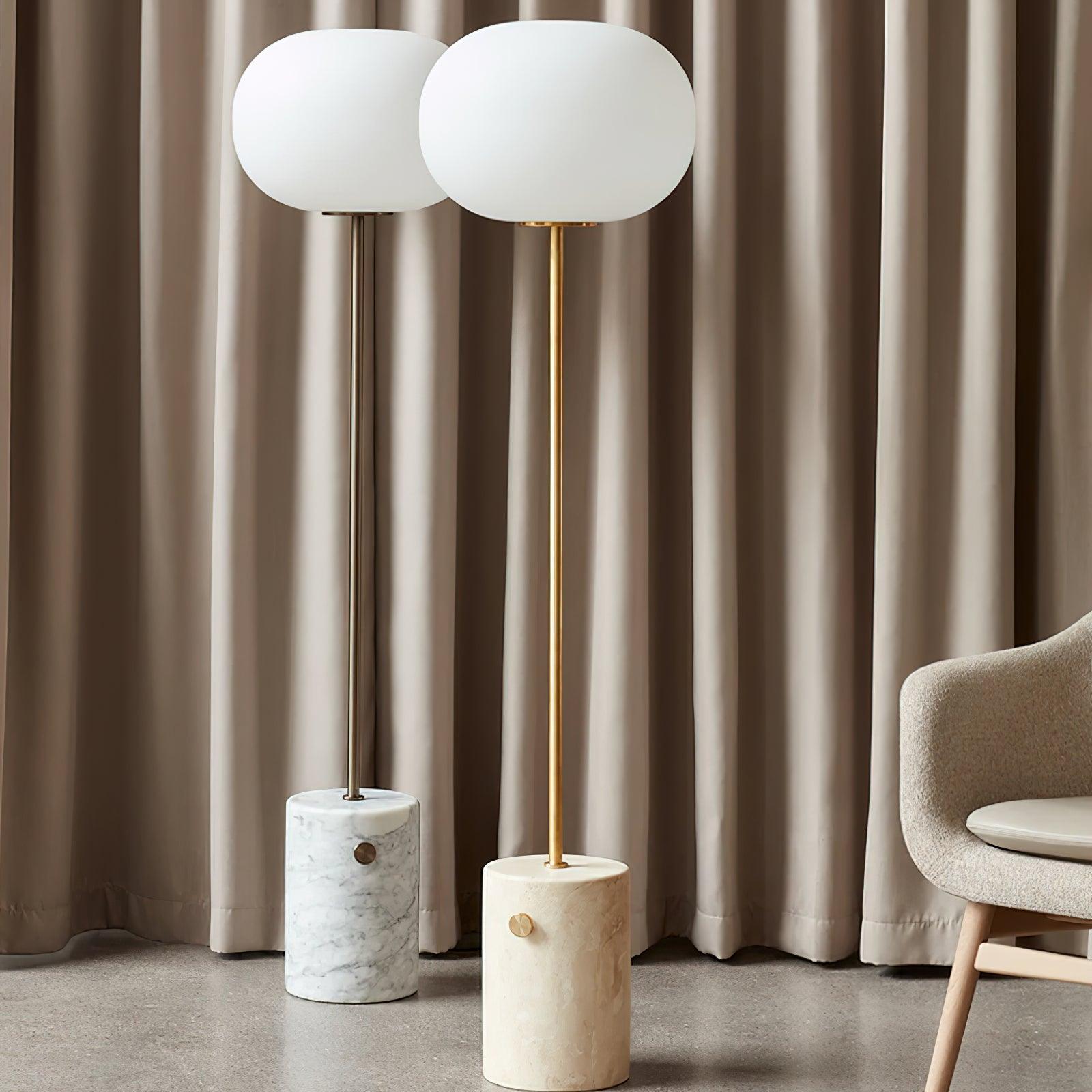 Iloryra Column-Base Travertine Floor Lamp - Blowlighting