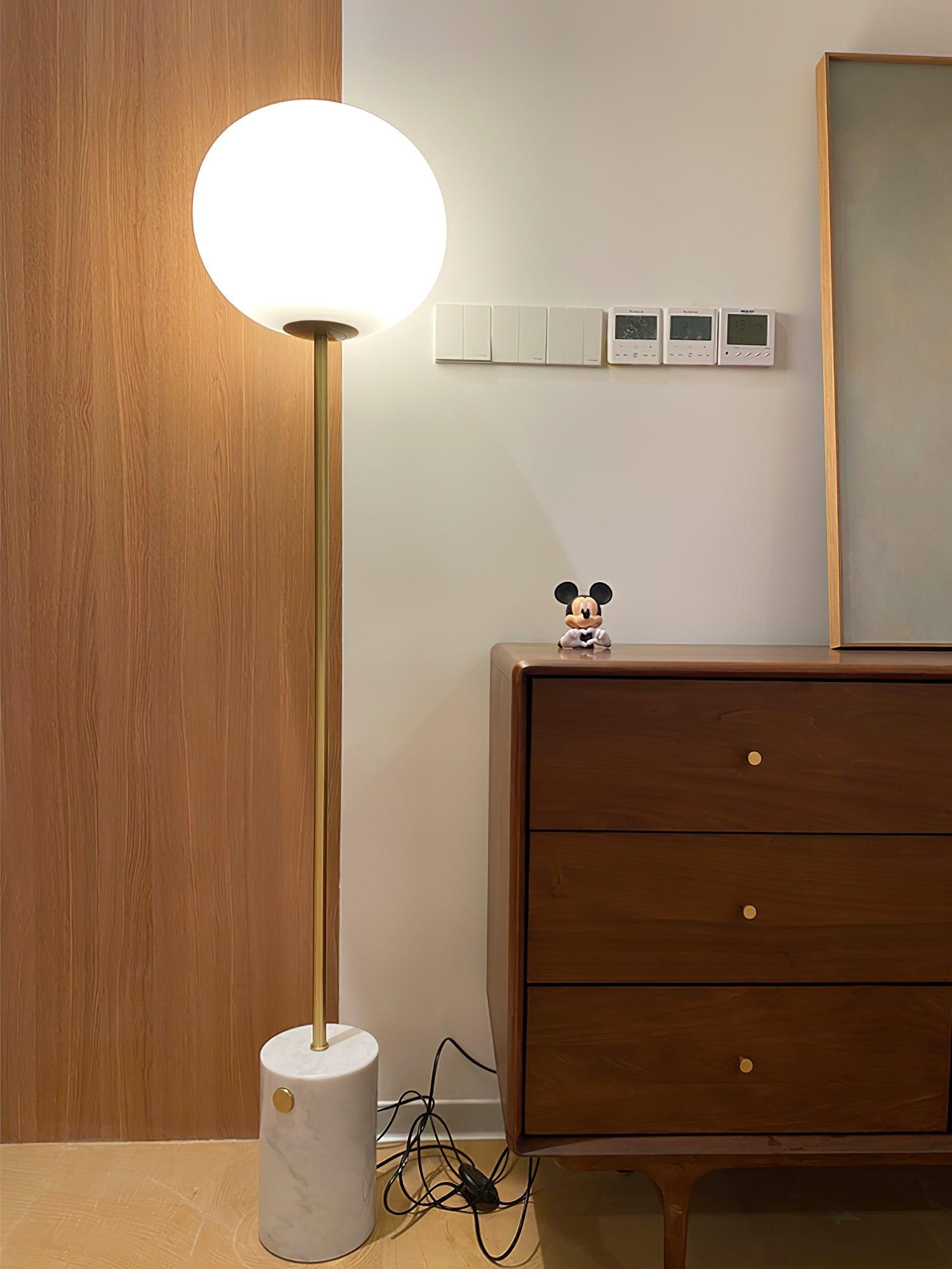 Iloryra Column-Base Travertine Floor Lamp - Blowlighting