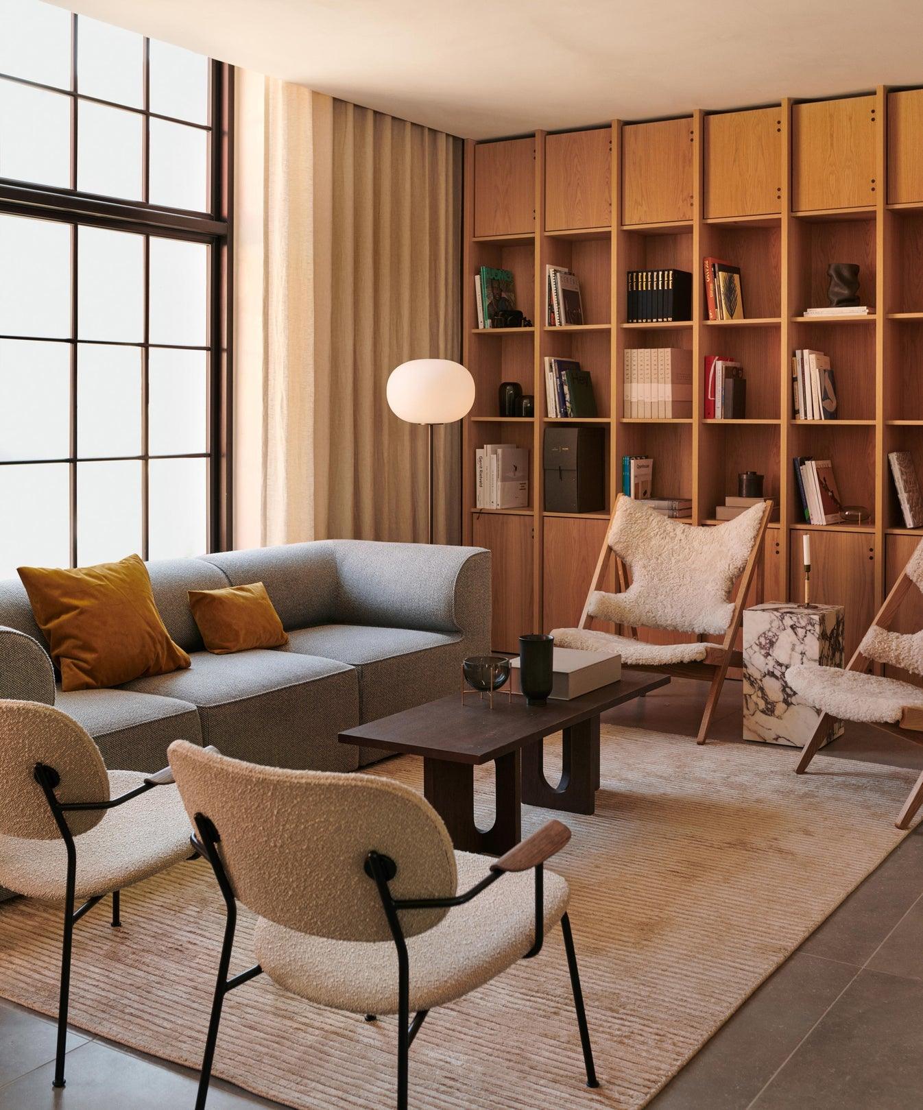 Iloryra Column-Base Travertine Floor Lamp - Blowlighting
